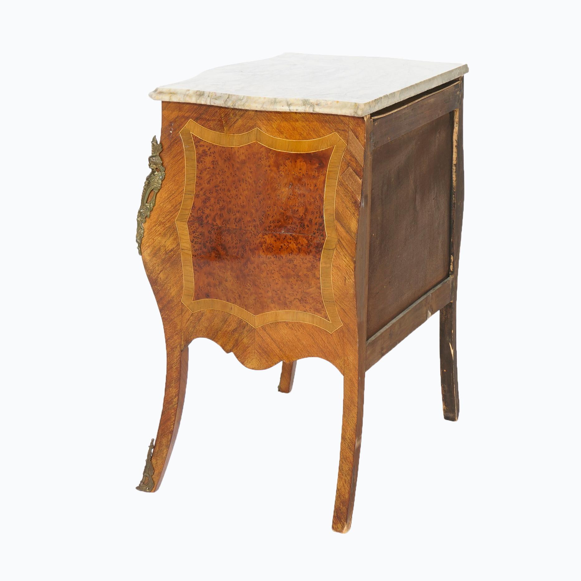 Antique French Kingwood & Rosewood Marble Top Commode with Ormolu, Circa 1910 For Sale 1