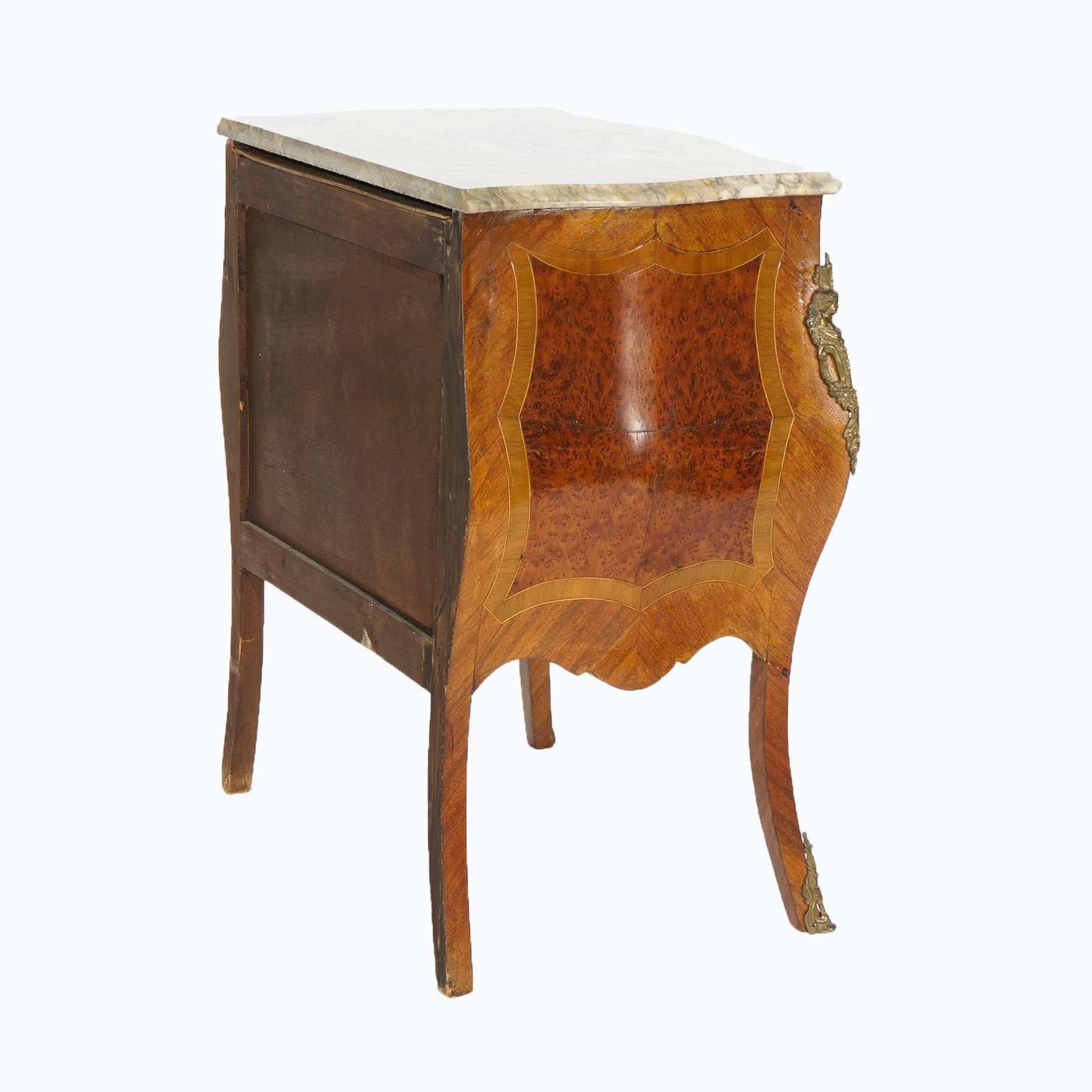 Antique French Kingwood & Rosewood Marble Top Commode with Ormolu, Circa 1910 For Sale 2