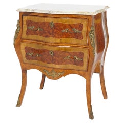 Antique French Kingwood & Rosewood Marble Top Commode with Ormolu, Circa 1910