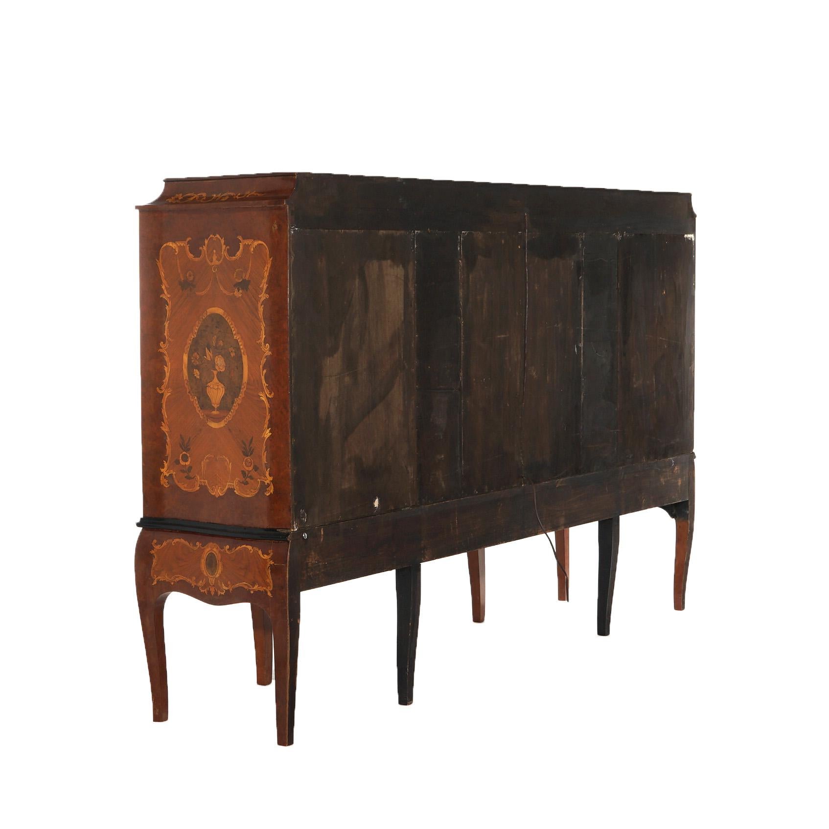 Antique French Kingwood Satinwood & Burlwood Marquetry Inlaid Sideboard C1930 For Sale 5