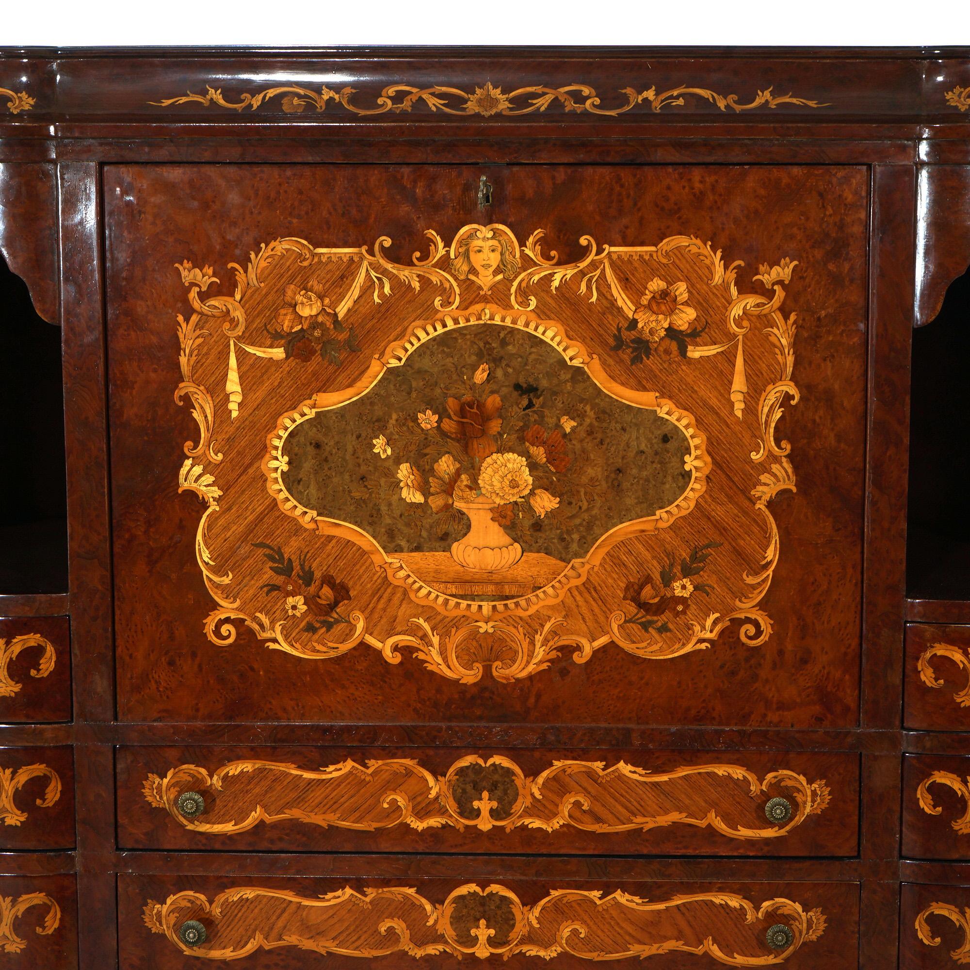 Antique French Kingwood Satinwood & Burlwood Marquetry Inlaid Sideboard C1930 For Sale 8