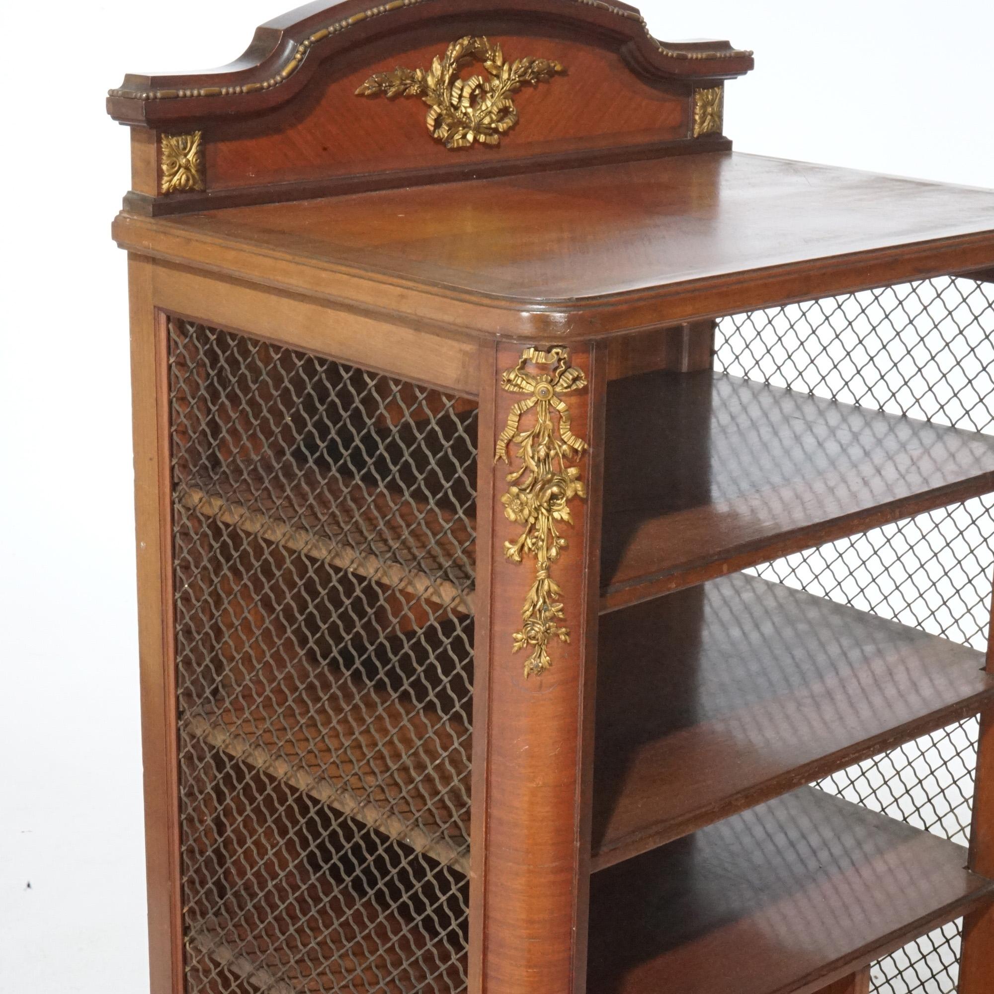 Antique French Kingwood & Satinwood Music Cabinet with Ormolu Mounts circa 1920 For Sale 6