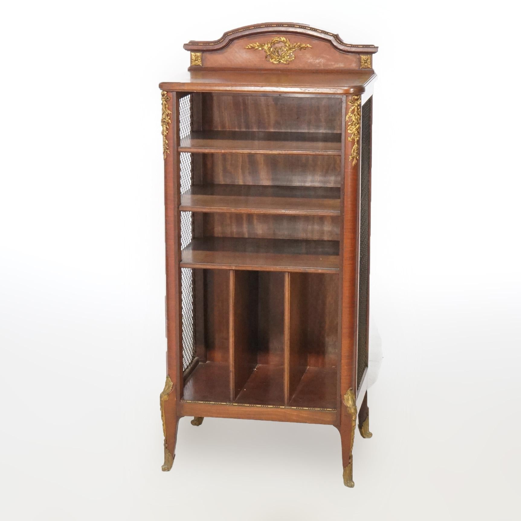 20th Century Antique French Kingwood & Satinwood Music Cabinet with Ormolu Mounts circa 1920 For Sale
