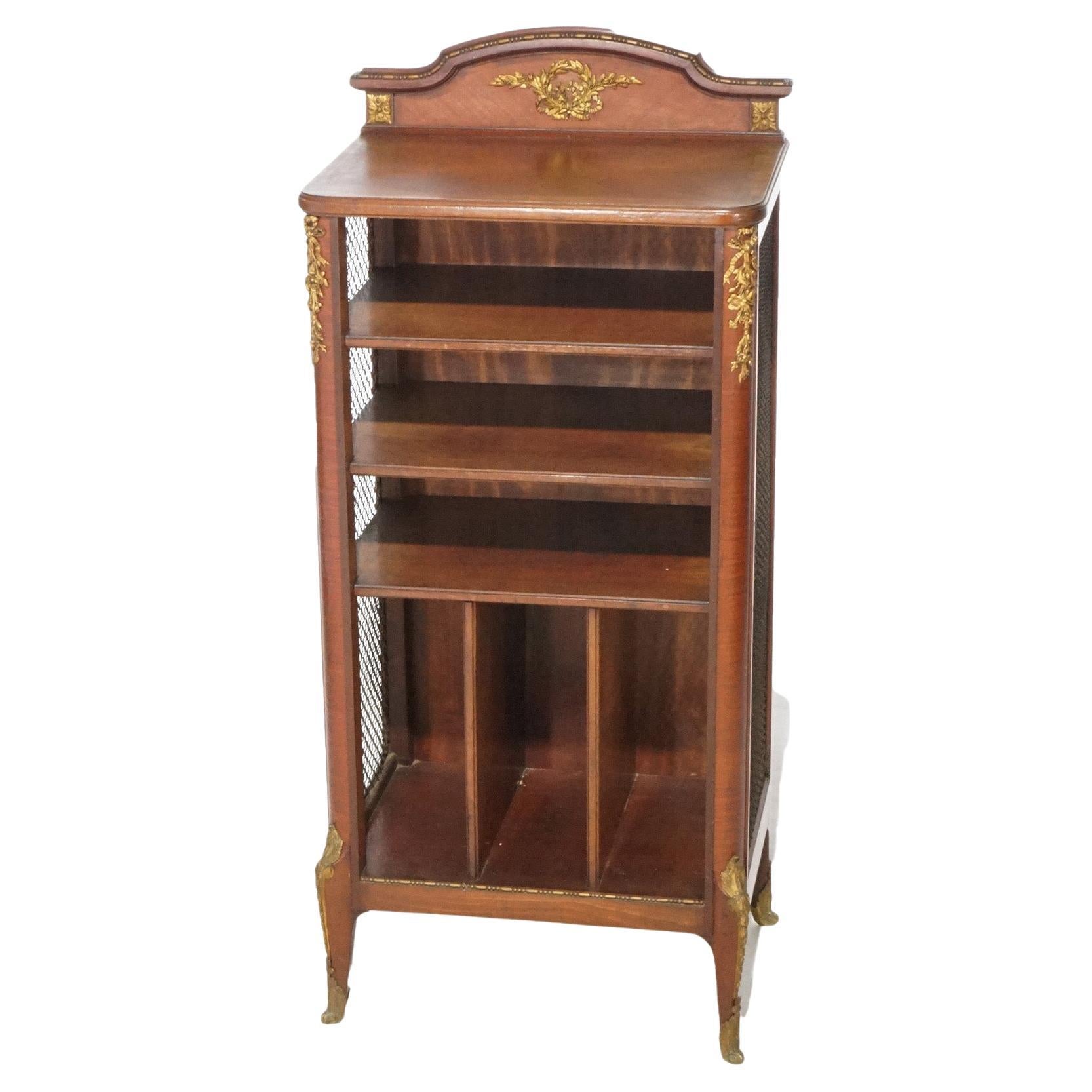 Antique French Kingwood & Satinwood Music Cabinet with Ormolu Mounts circa 1920 For Sale