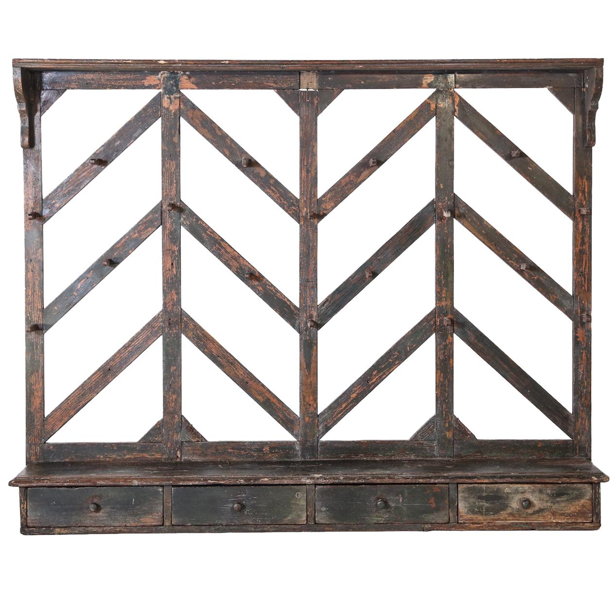 Antique French Kitchen Hanging Rack