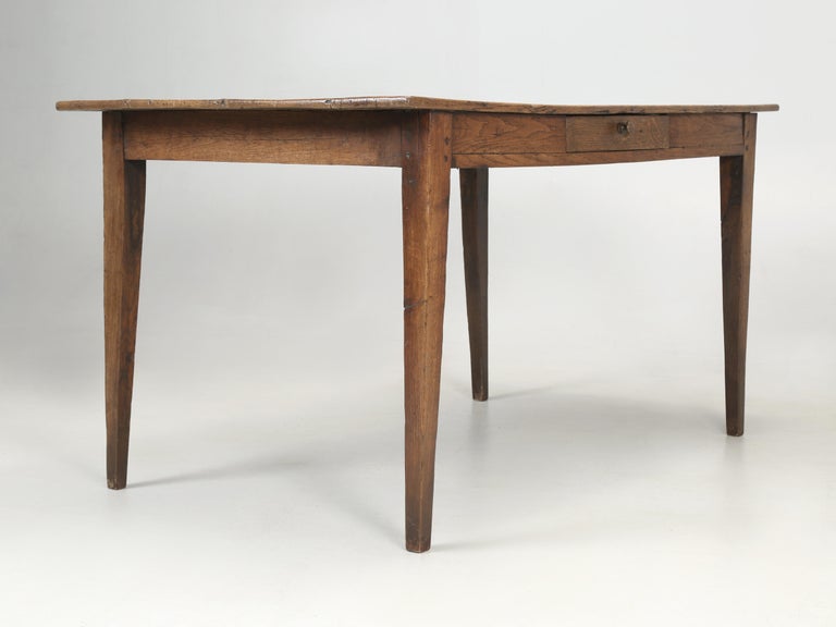 Antique French Kitchen Table or Desk with Drawer Tapered Leg Oak All ...