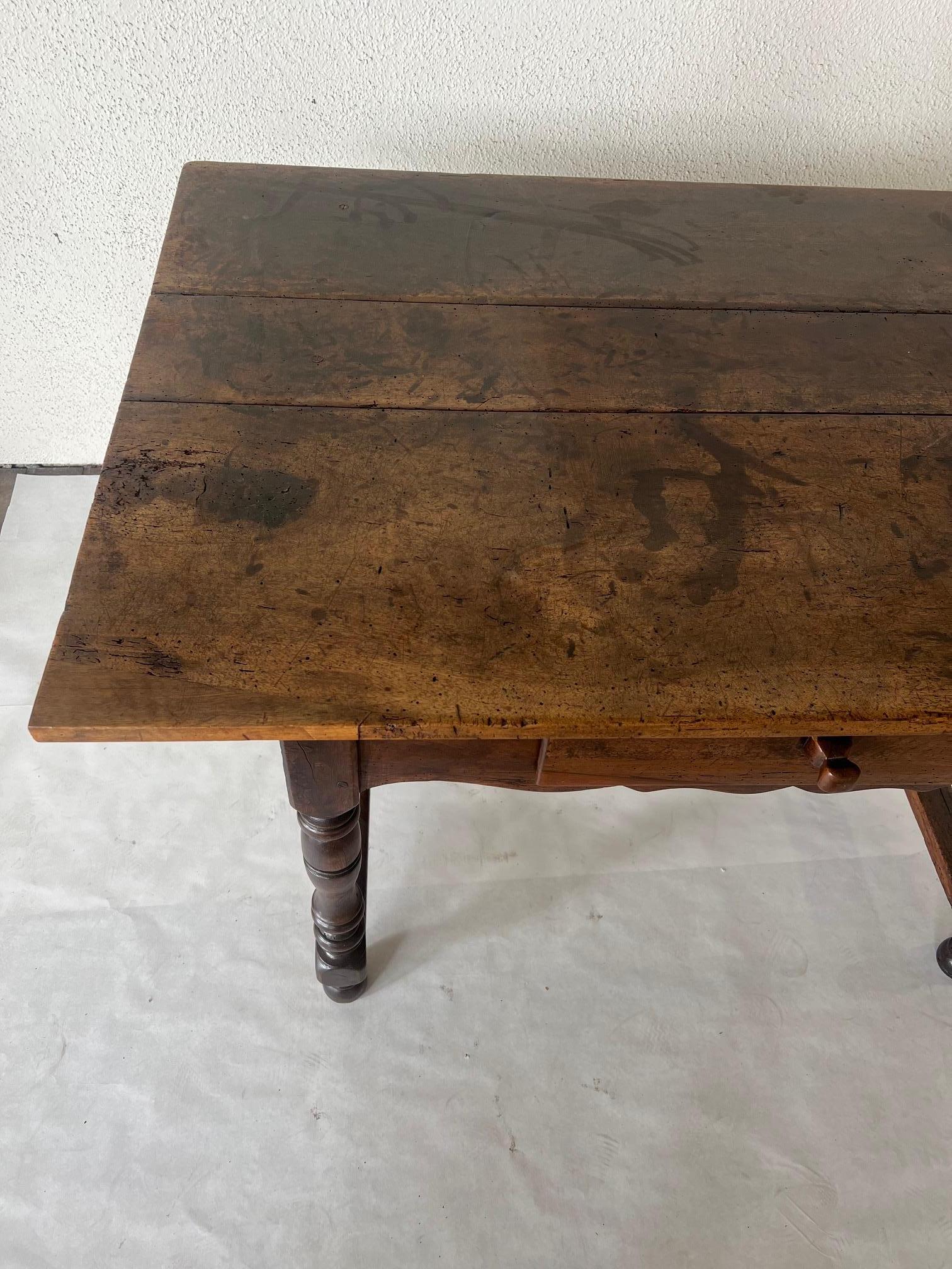 Imported Antique French kitchen/ work table. Great patina one drawer purchased in the South of France all original.