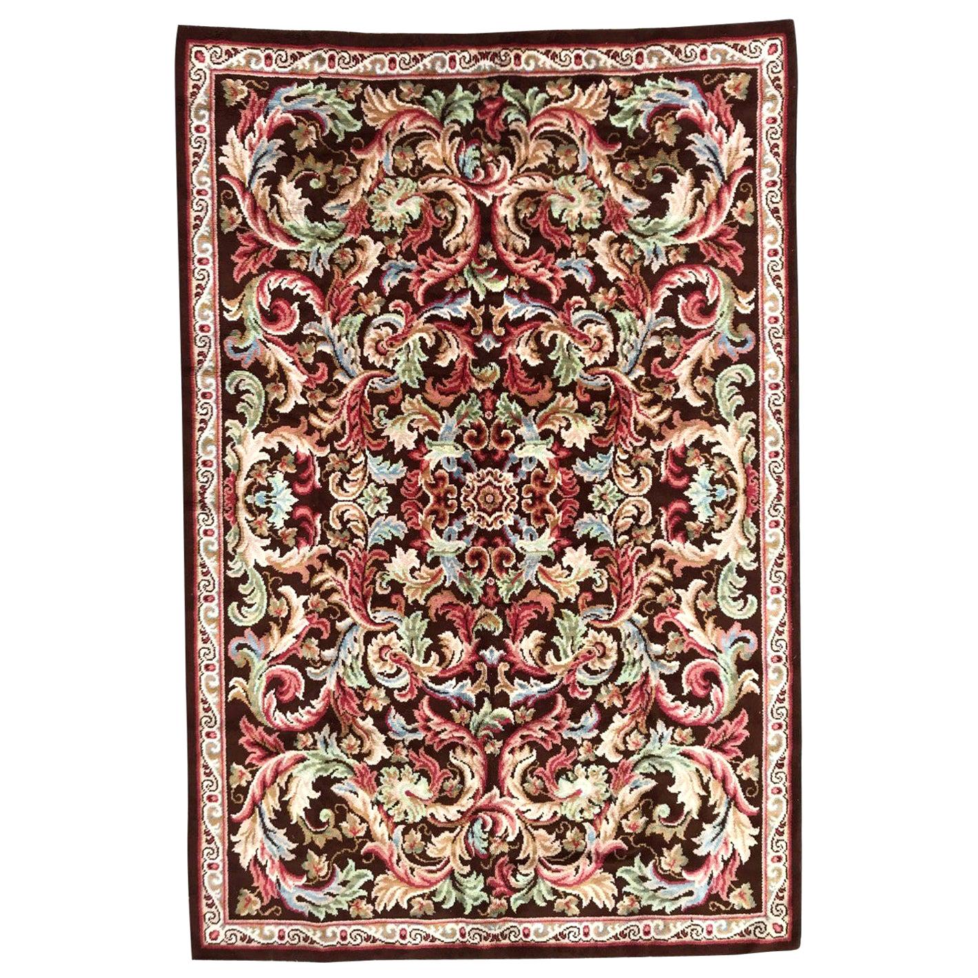 Antique French Knotted Aubusson Rug