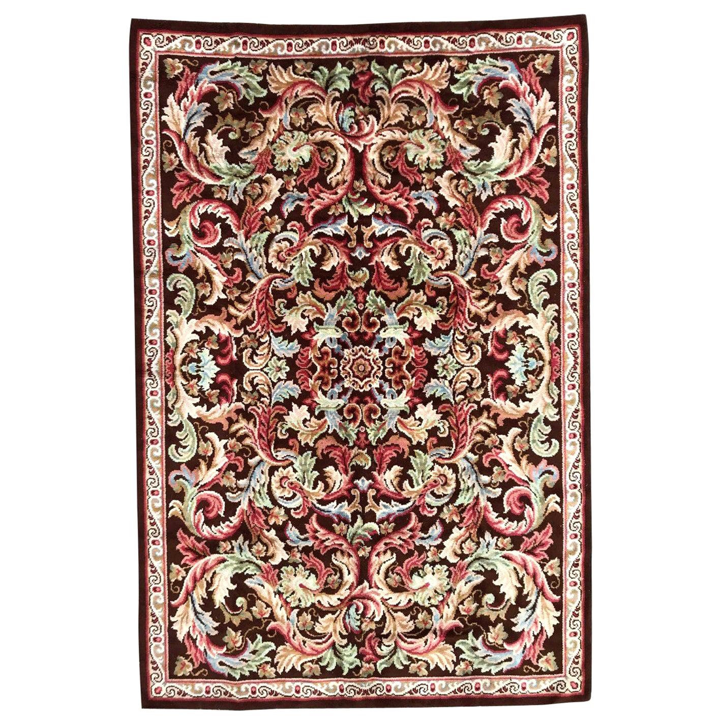 Bobyrug’s Antique French Knotted Aubusson Rug For Sale