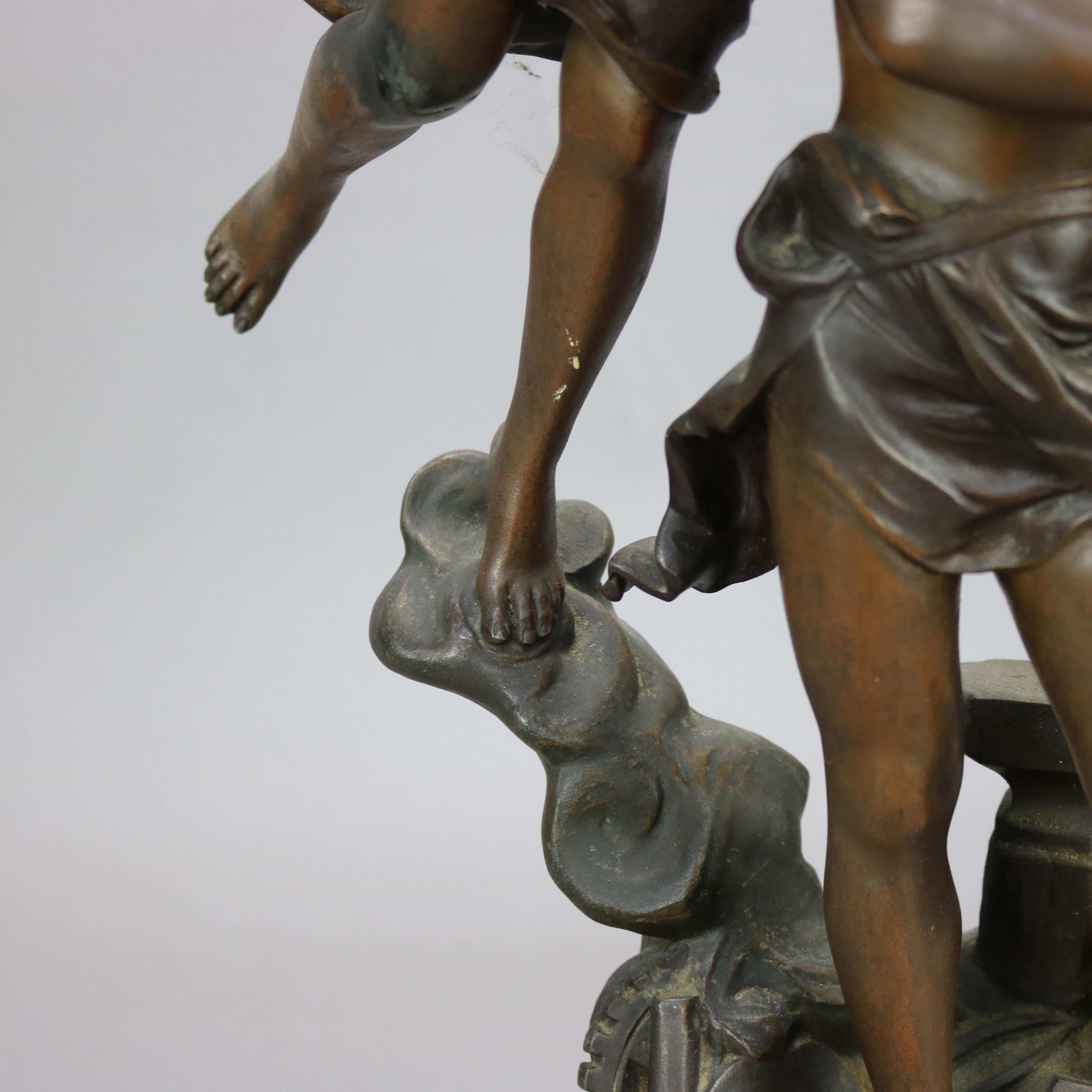 Antique French Kossowski Bronzed Metal Sculpture “Couronnement des Arts”, c1890 6