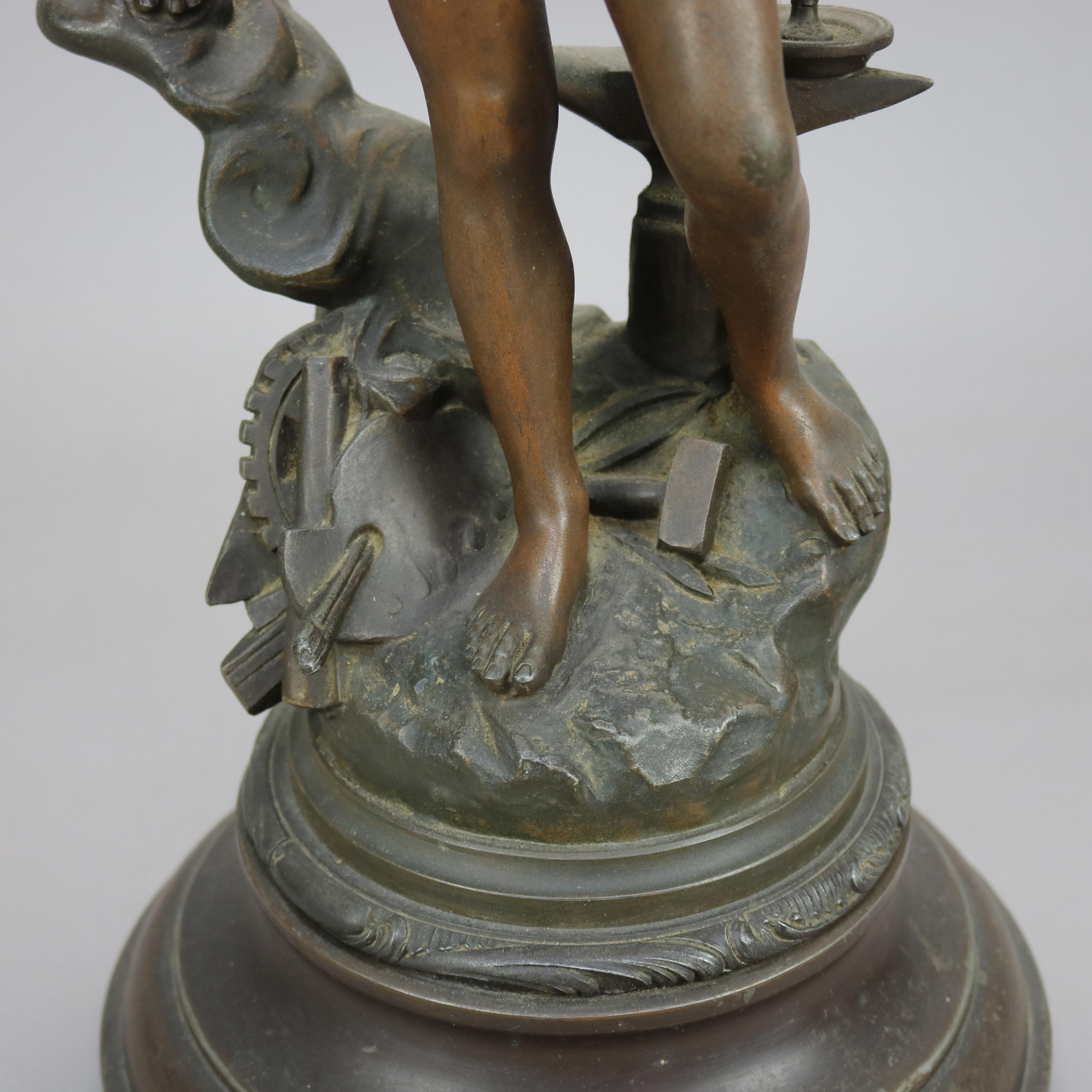 Antique French Kossowski Bronzed Metal Sculpture “Couronnement des Arts”, c1890 8