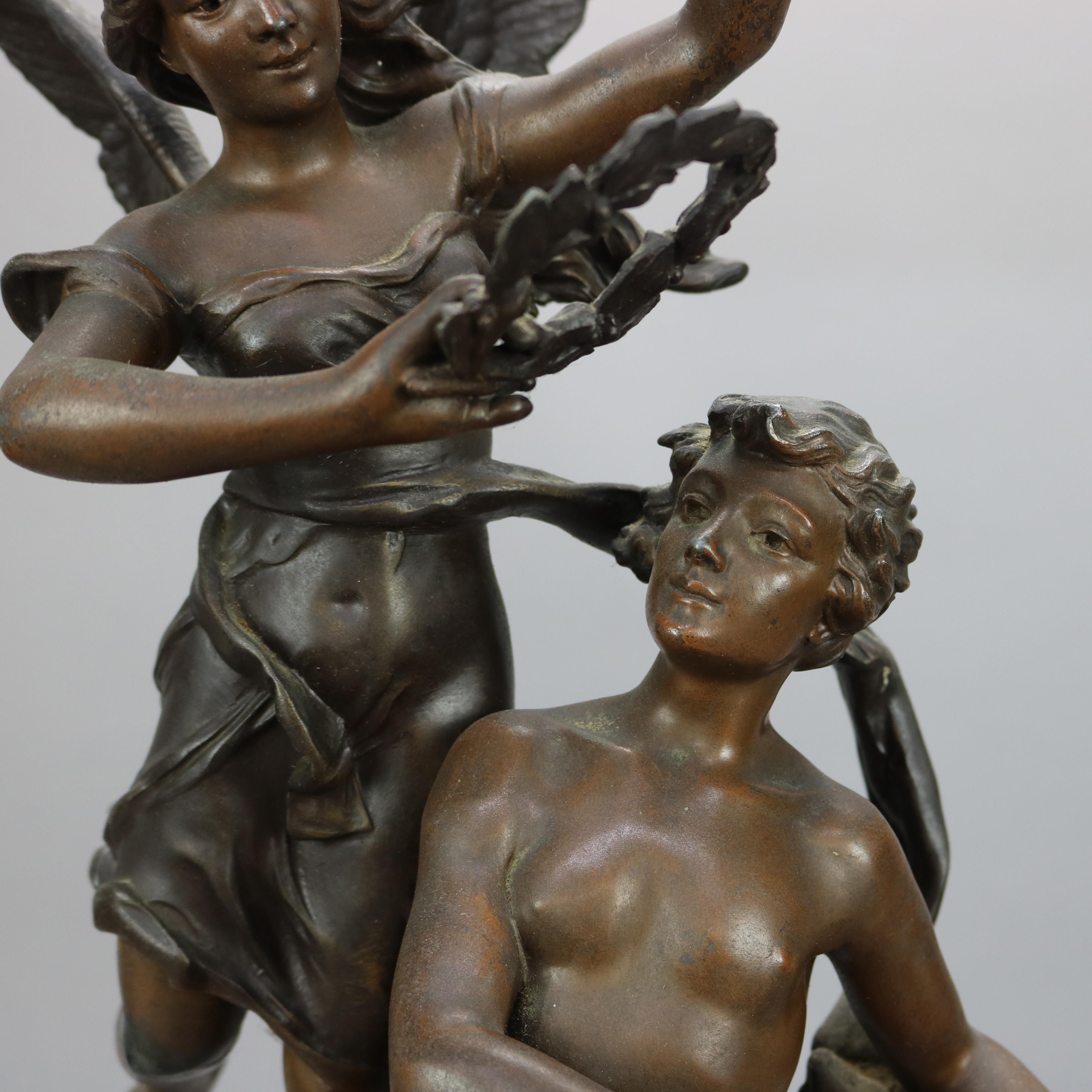 Antique French Kossowski Bronzed Metal Sculpture “Couronnement des Arts”, c1890 4