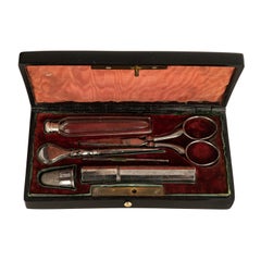 Antique French Lacquer & Inlaid Abalone Sewing Etui Necessaire Scent Bottle Case