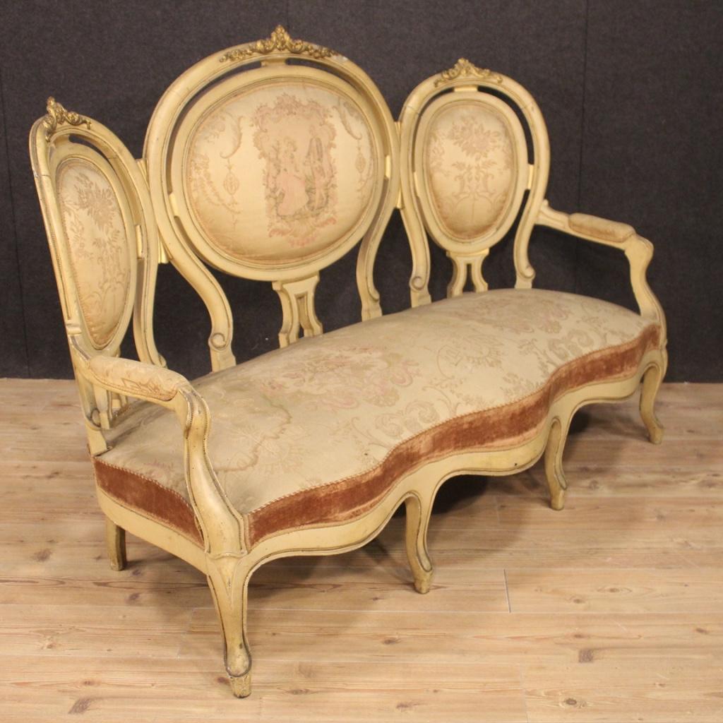 Antique French Lacquered and Gilded Sofa from the 19th Century For Sale 3