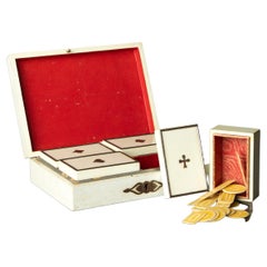 Antique French Lacquered Playing Cards Games Box, Early 20th Century Gaming