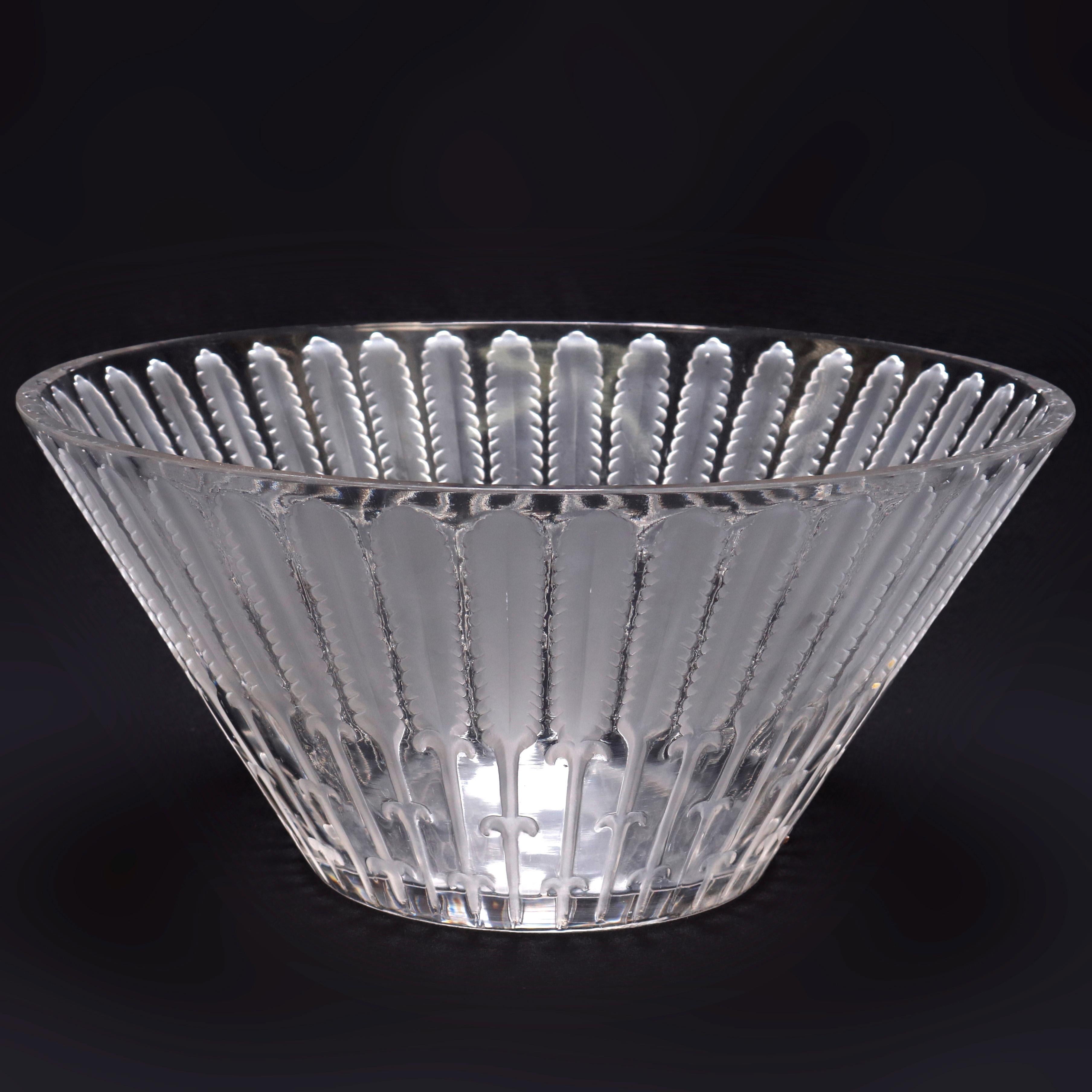 Frosted Antique French Lalique Crystal Center Bowl, circa 1920