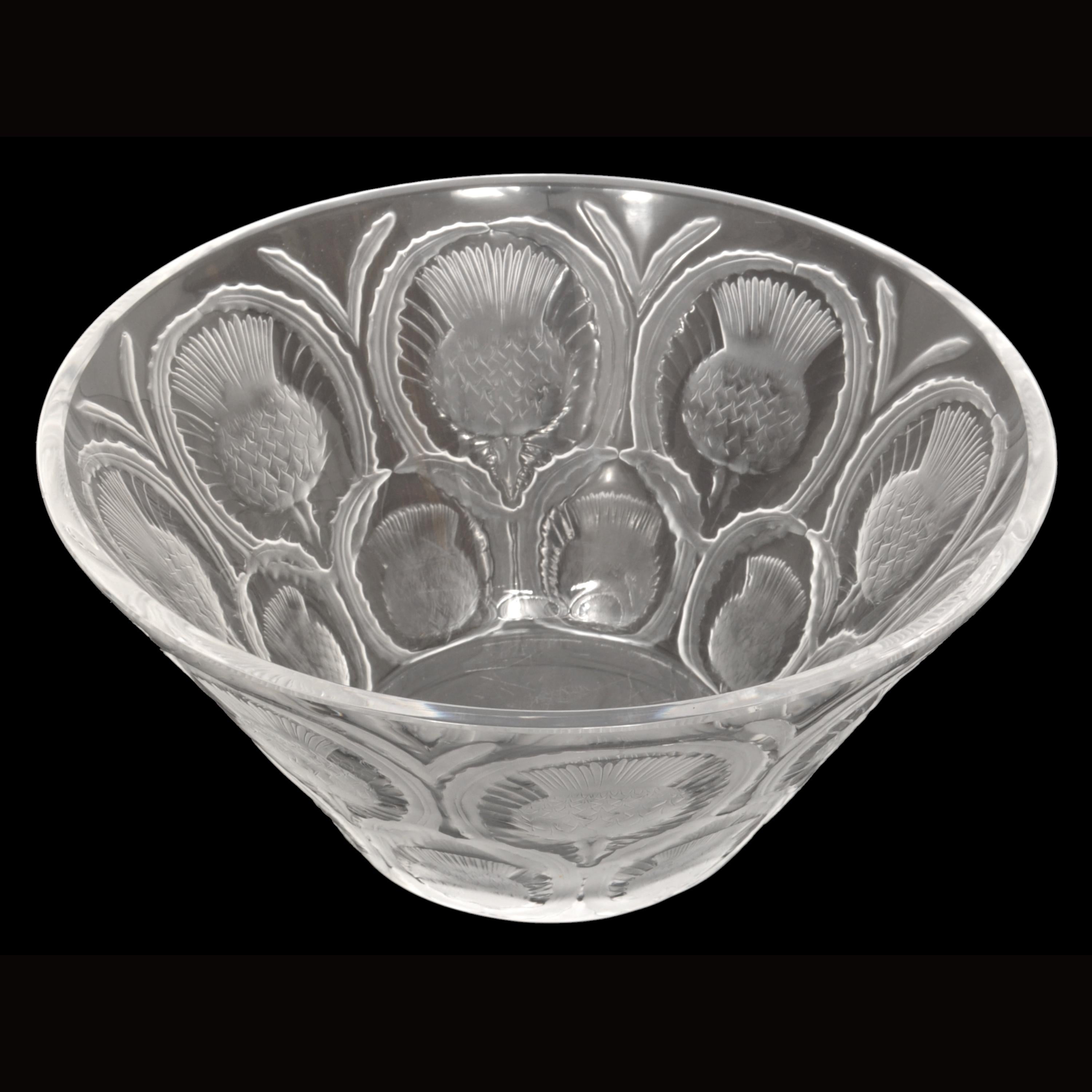 20th Century Antique French Lalique Crystal Glass Center Bowl 