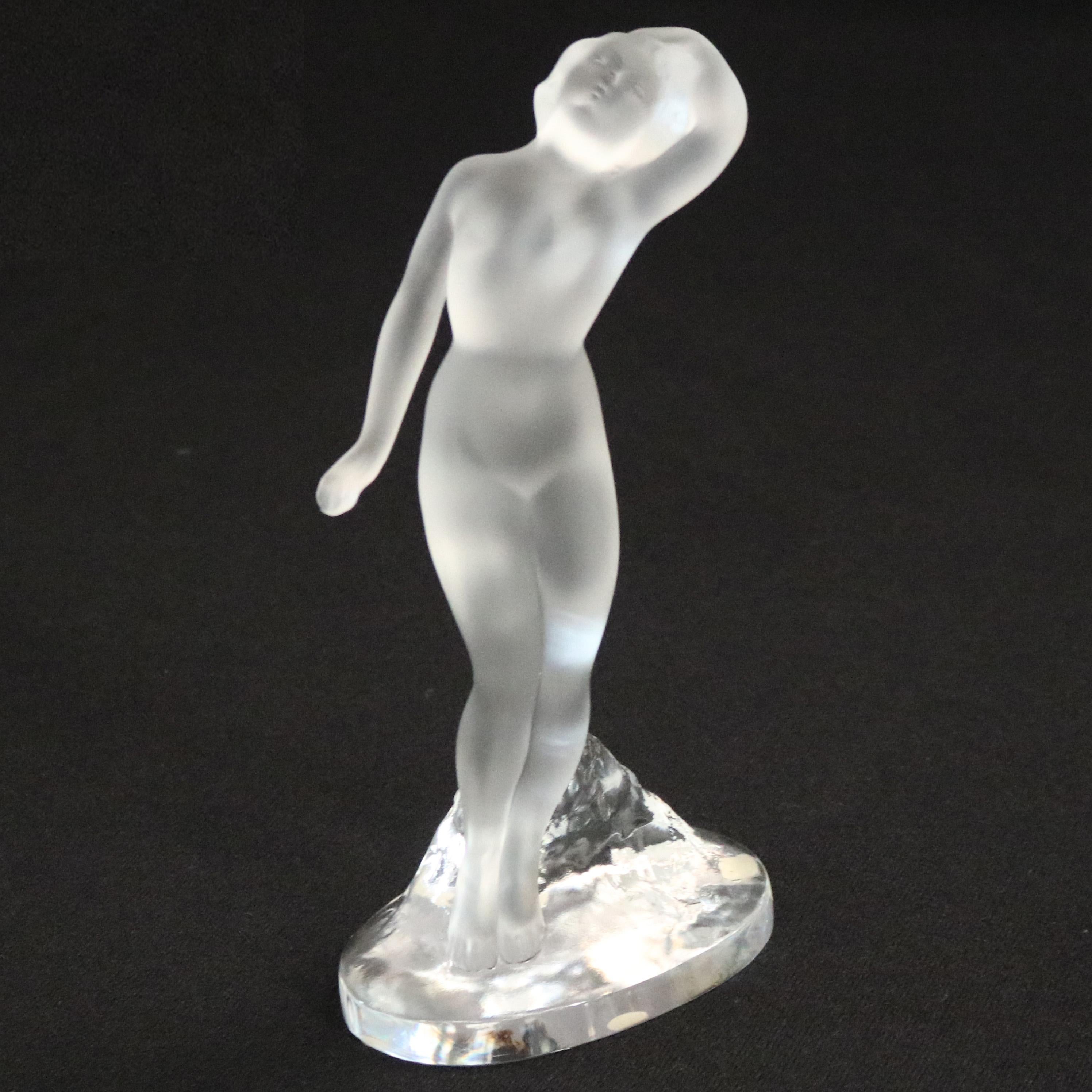Molded Antique French Lalique Figural Art Glass Vase, circa 1920