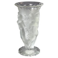 Antique French Lalique Figural Art Glass Vase, circa 1920