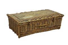 Antique French Lanson Pere & Fils Reims Wicker Champagne Bottle Picnic Basket