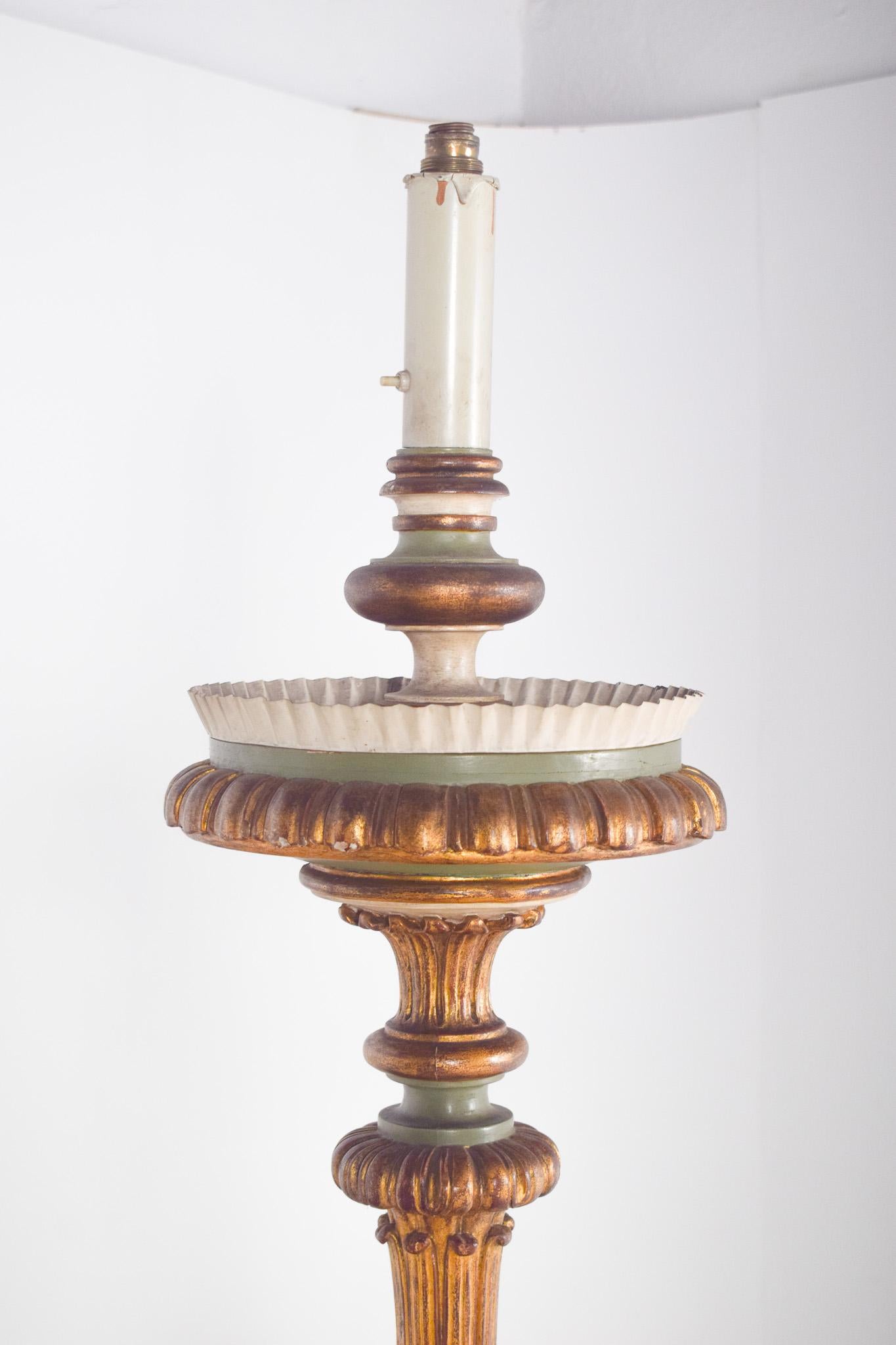 Victorian Antique French Large Carved Torch/Lamp with Gilding For Sale
