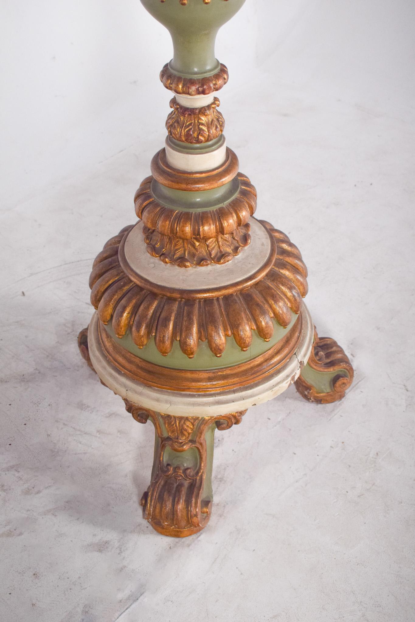 Antique French Large Carved Torch/Lamp with Gilding In Good Condition For Sale In Lisboa, Lisboa