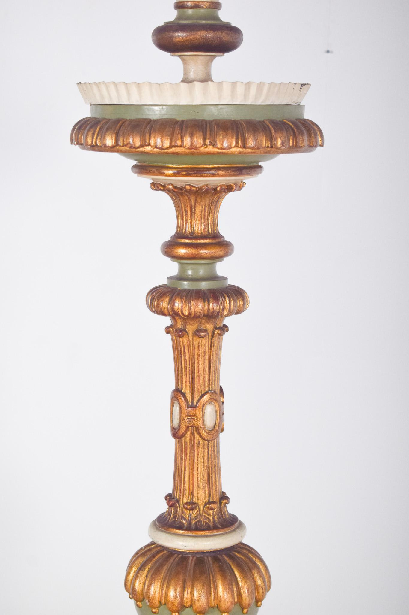19th Century Antique French Large Carved Torch/Lamp with Gilding For Sale