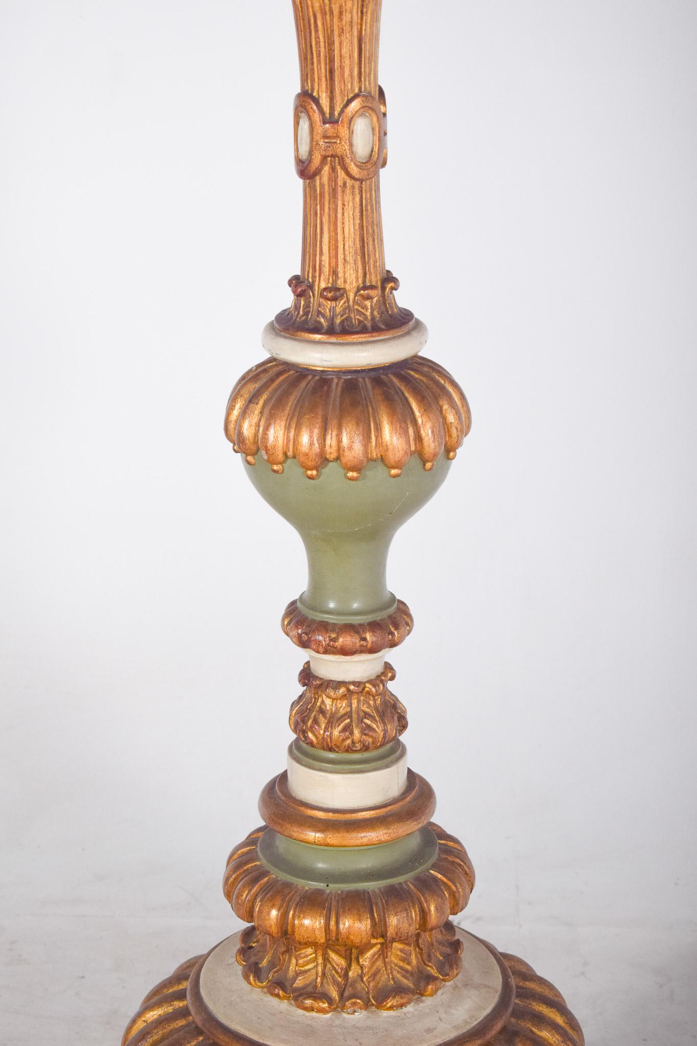 Antique French Large Carved Torch/Lamp with Gilding For Sale 1