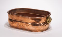 Antique French Large Dovetailed Copper Pot Cast Brass Handles