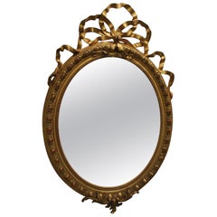 Antique French large Gilded overmantle Oval wall Mirror, circa 1850