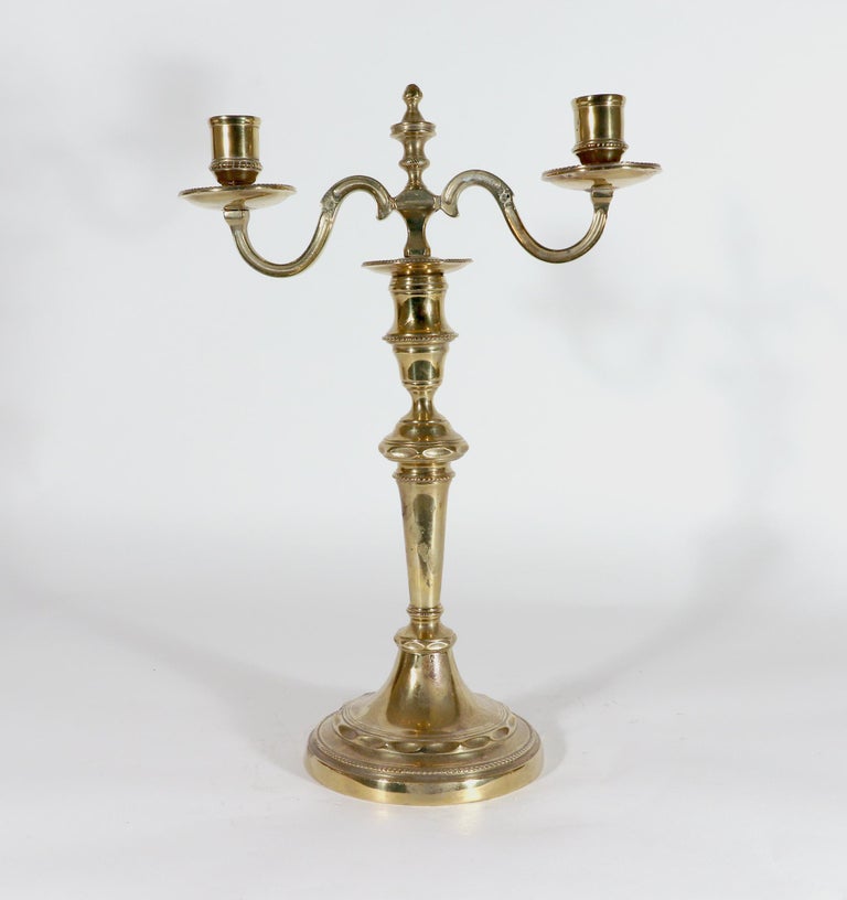 Antique French Large Pair of Brass Candelabra For Sale at 1stDibs
