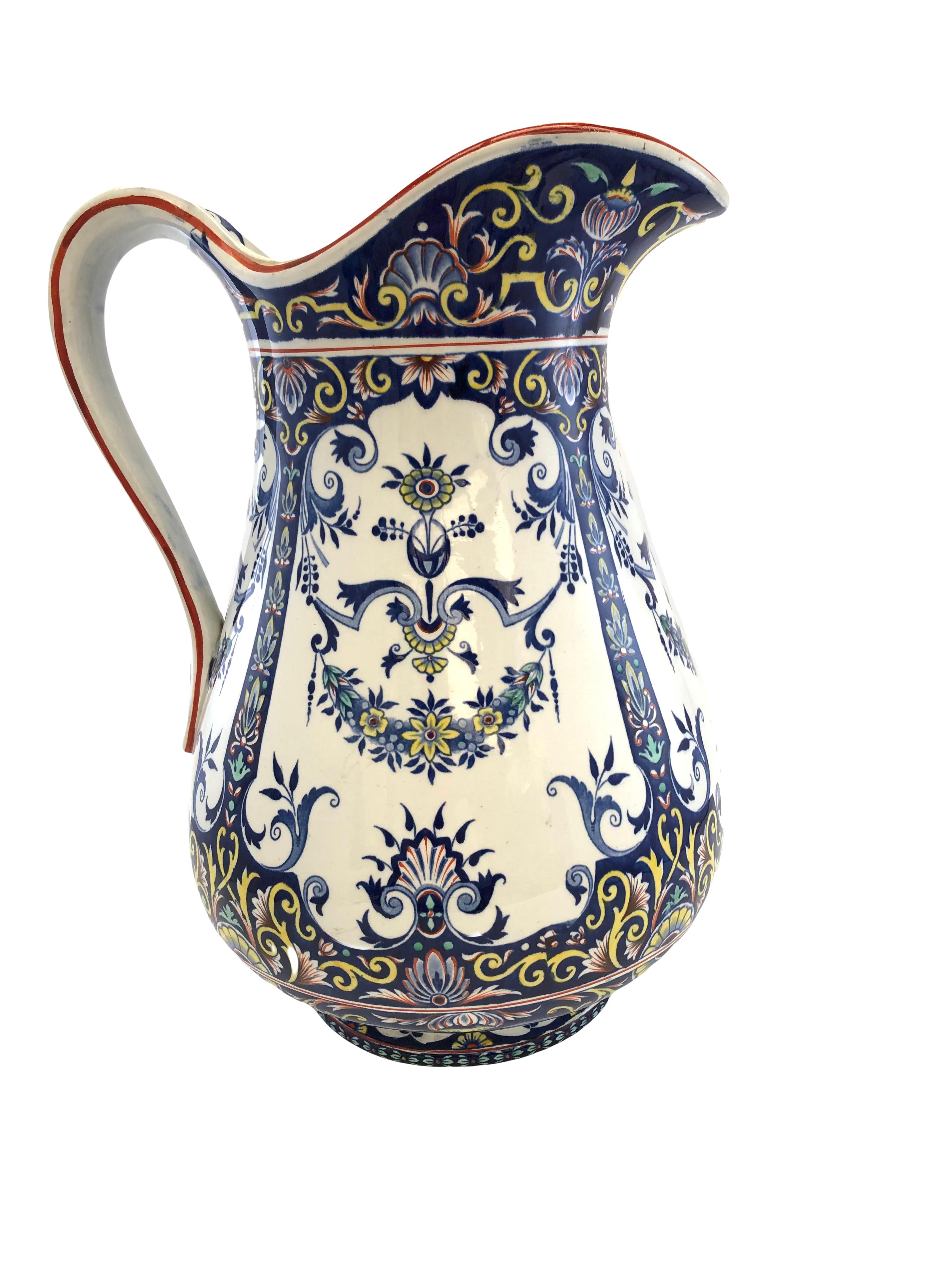 large ceramic pitcher and bowl set