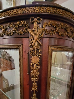 Antique French Late 19th Century Mahogany "Vernis Martin" Display Case