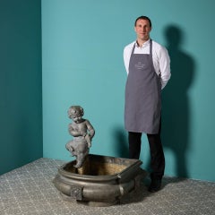 Antique French Lead Alloy Fountain with Cherub Figure