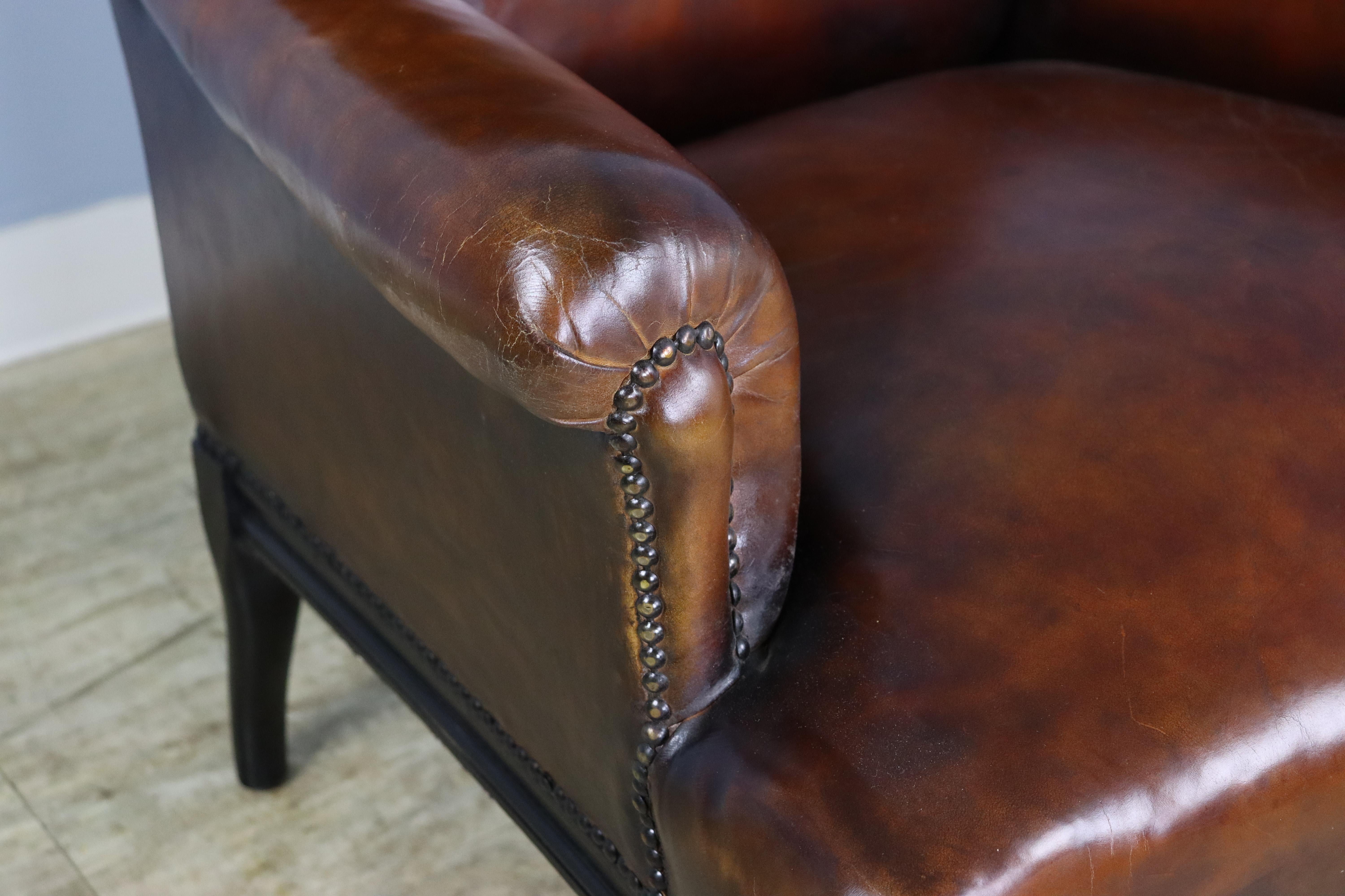 Antique French Leather Armchair For Sale 1