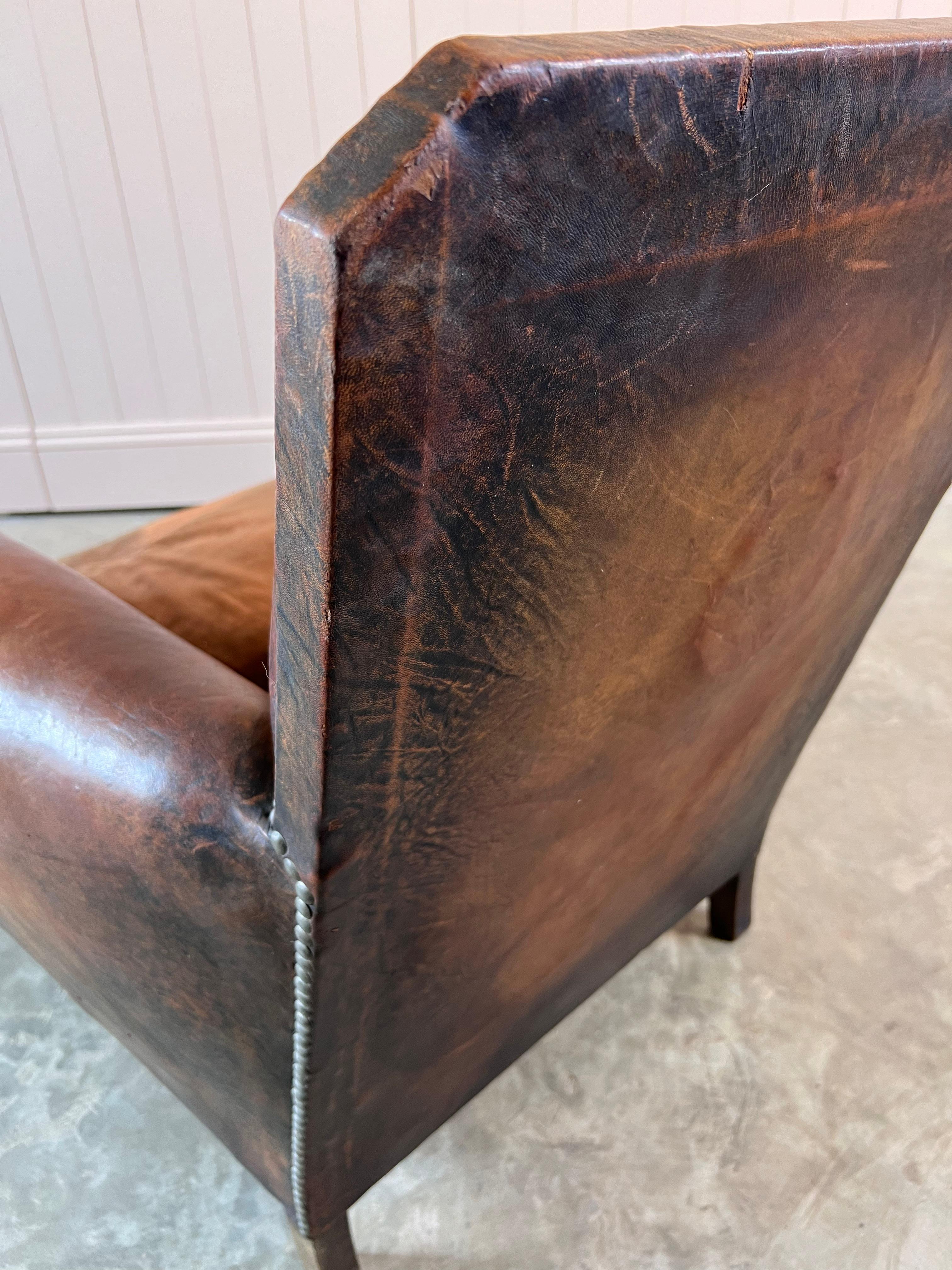 Antique French Leather Armchair 2