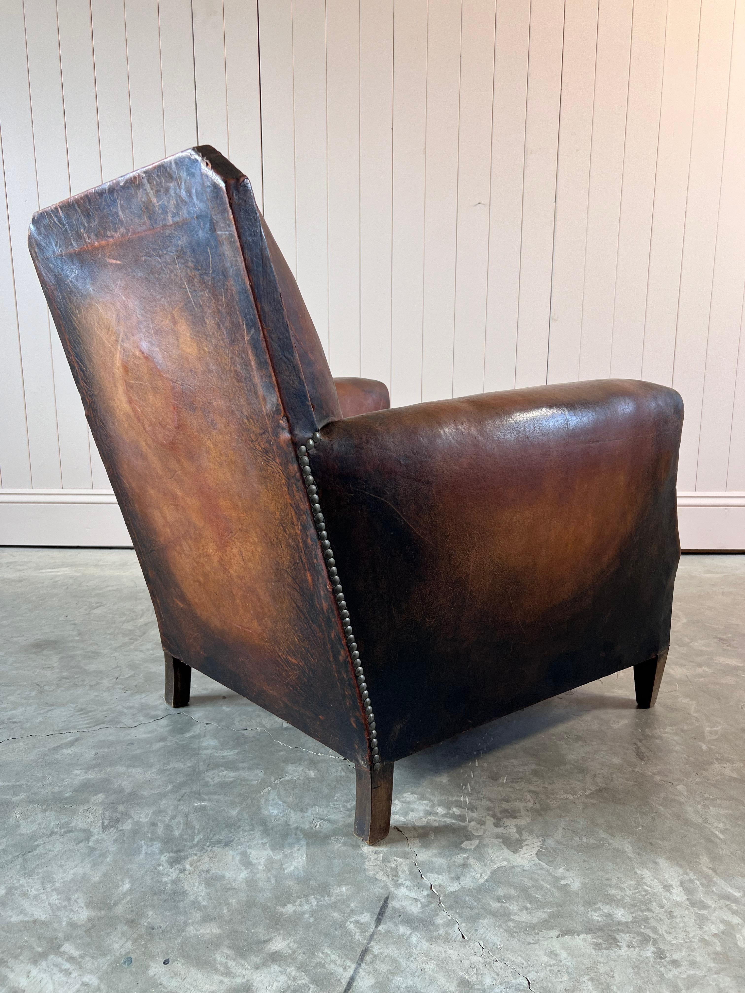 Antique French Leather Armchair 3