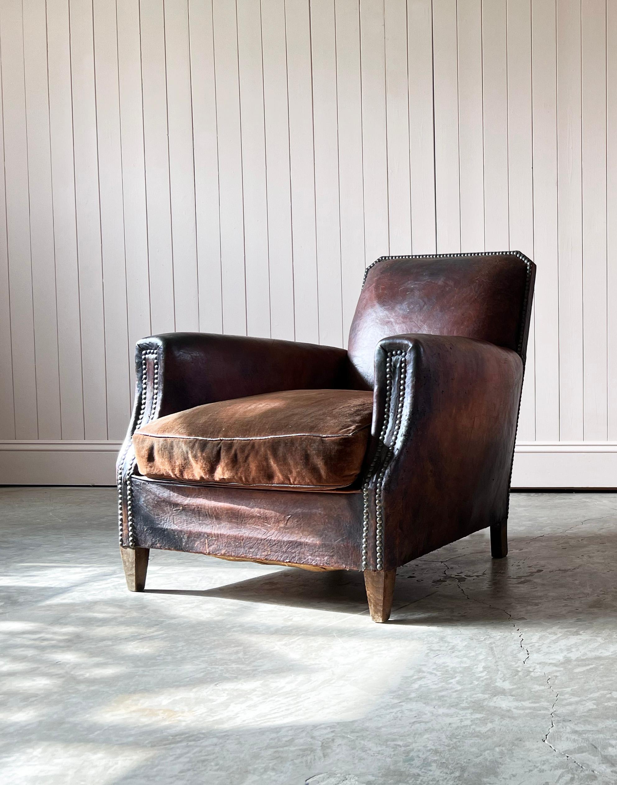Antique French Leather Armchair 4