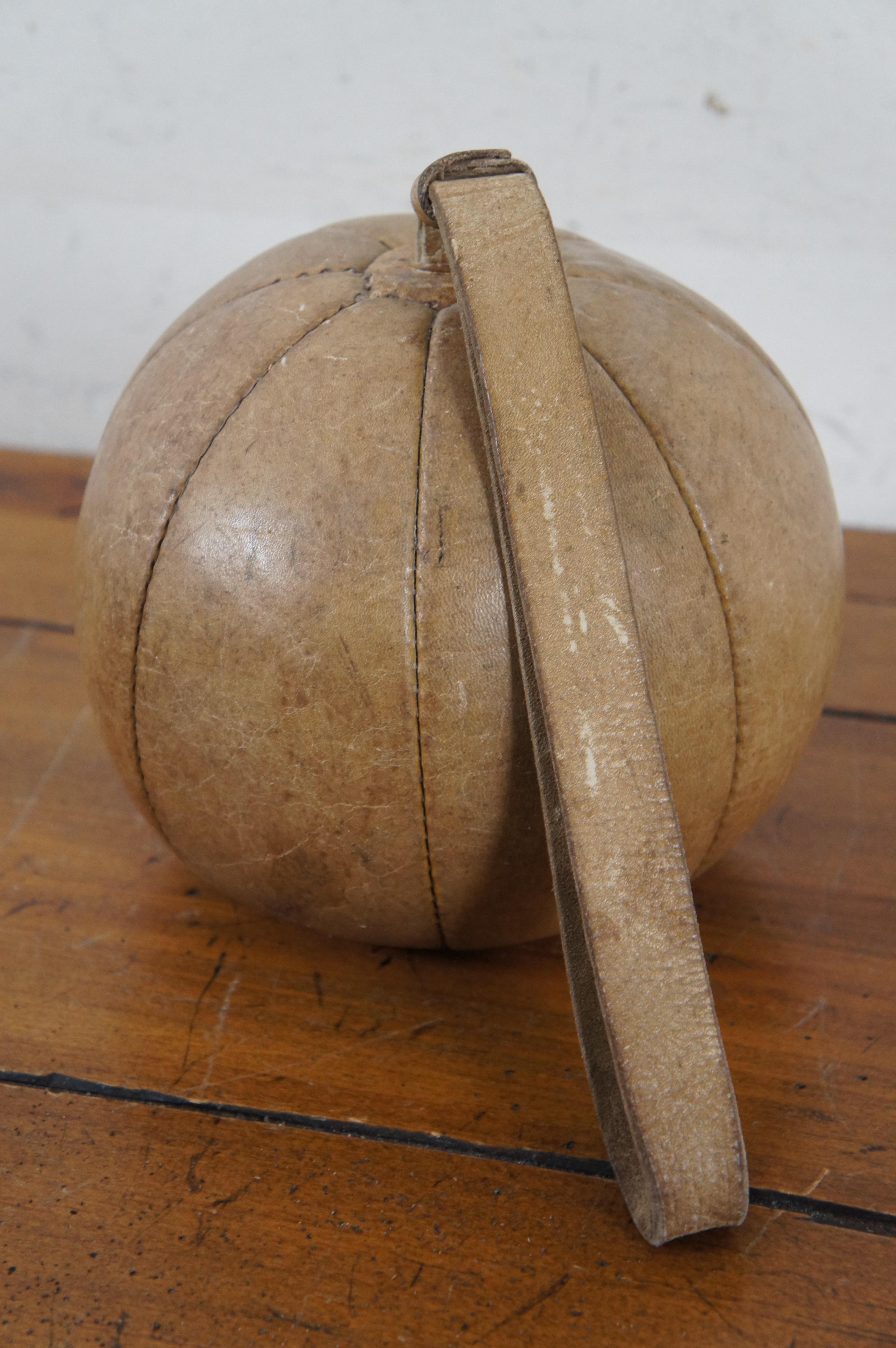 Antique French Leather Boxing Punching Speed Bag Sports Medicine Ball 8