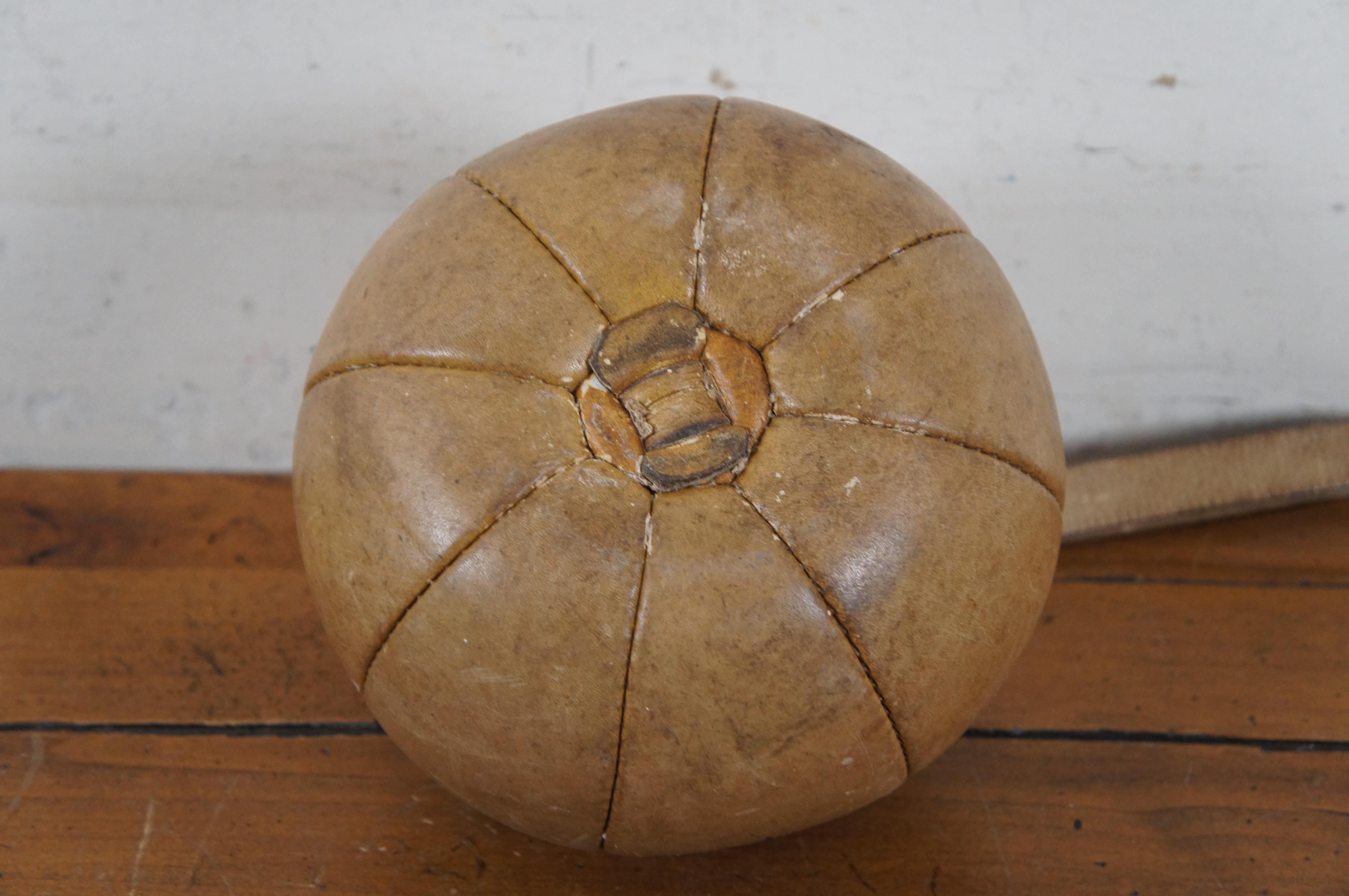 Antique French Leather Boxing Punching Speed Bag Sports Medicine Ball 8