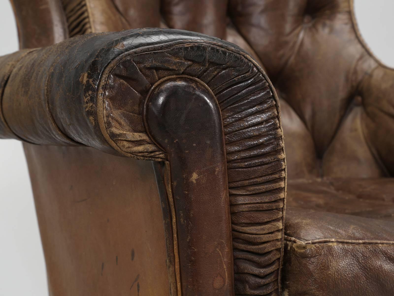 Antique French Leather Chair, circa 1800s 4