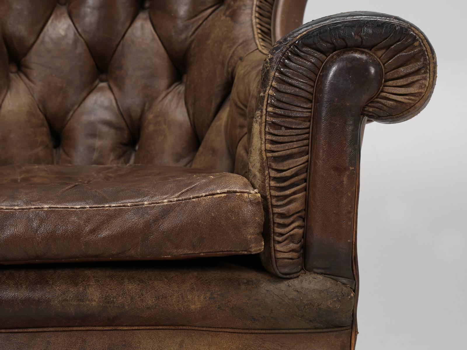 Antique French Leather Chair, circa 1800s 5