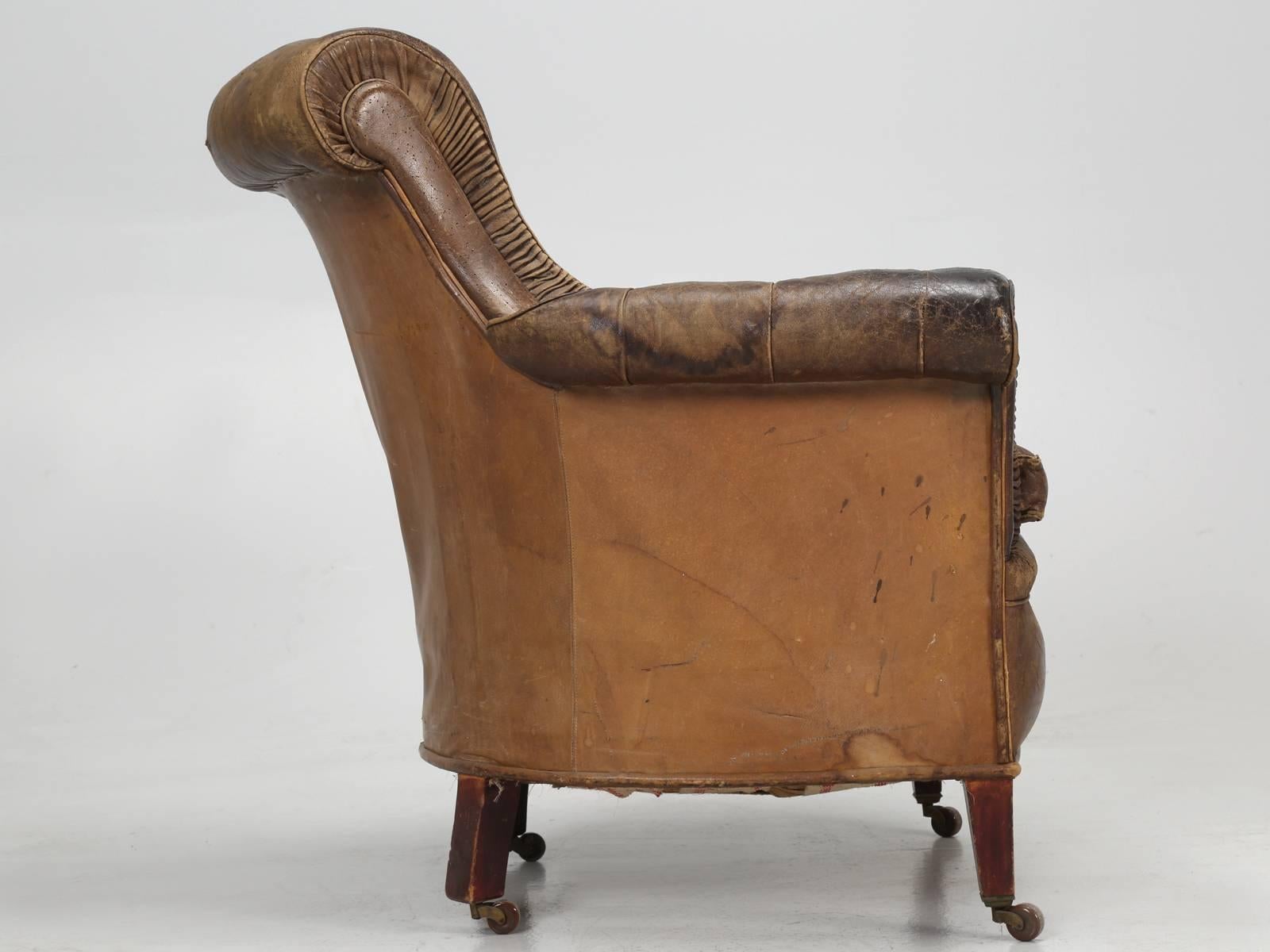 Antique French Leather Chair, circa 1800s 7