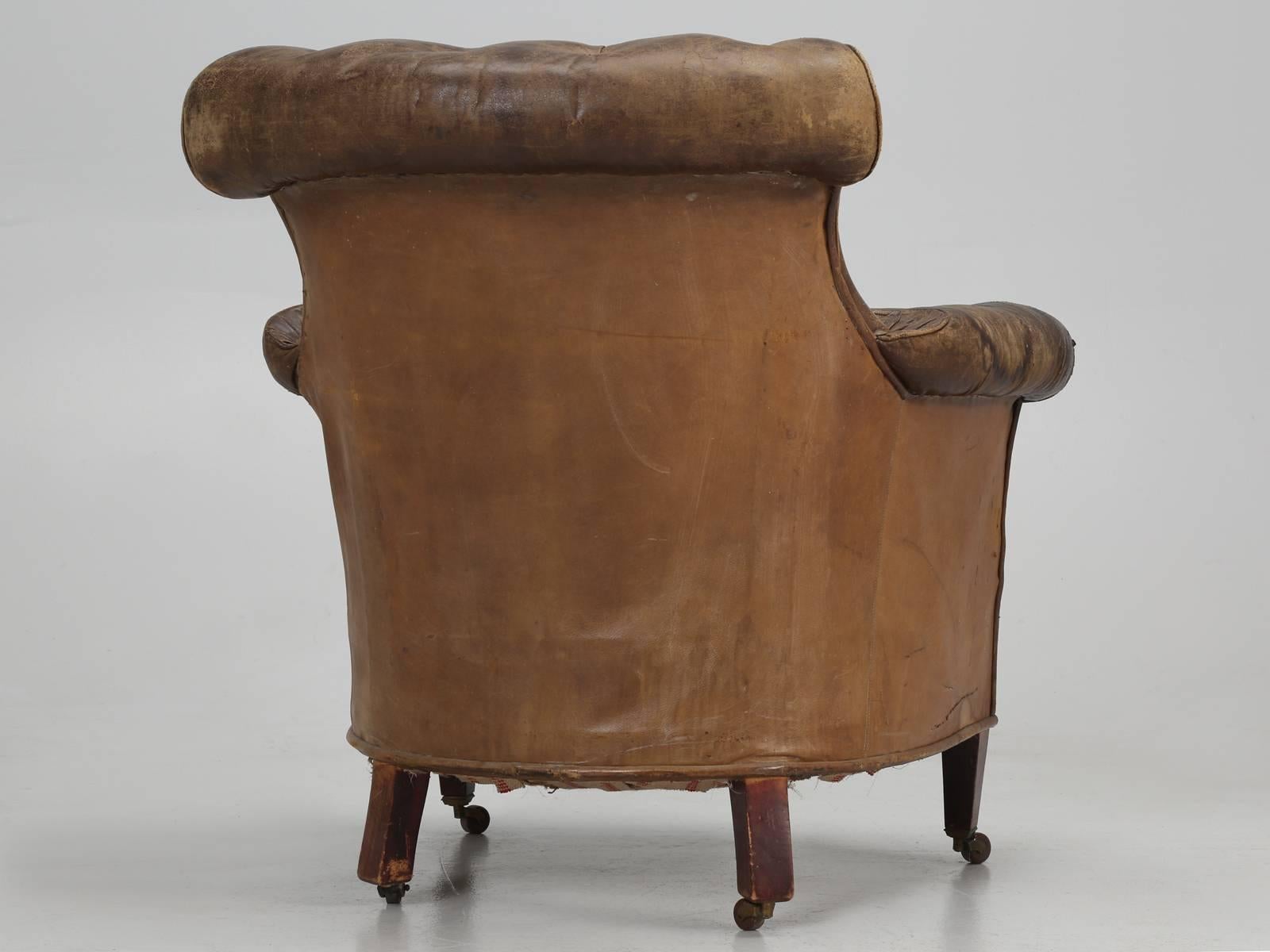 Antique French Leather Chair, circa 1800s 8