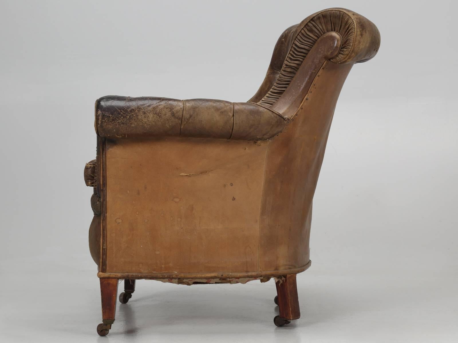 Antique French Leather Chair, circa 1800s 9
