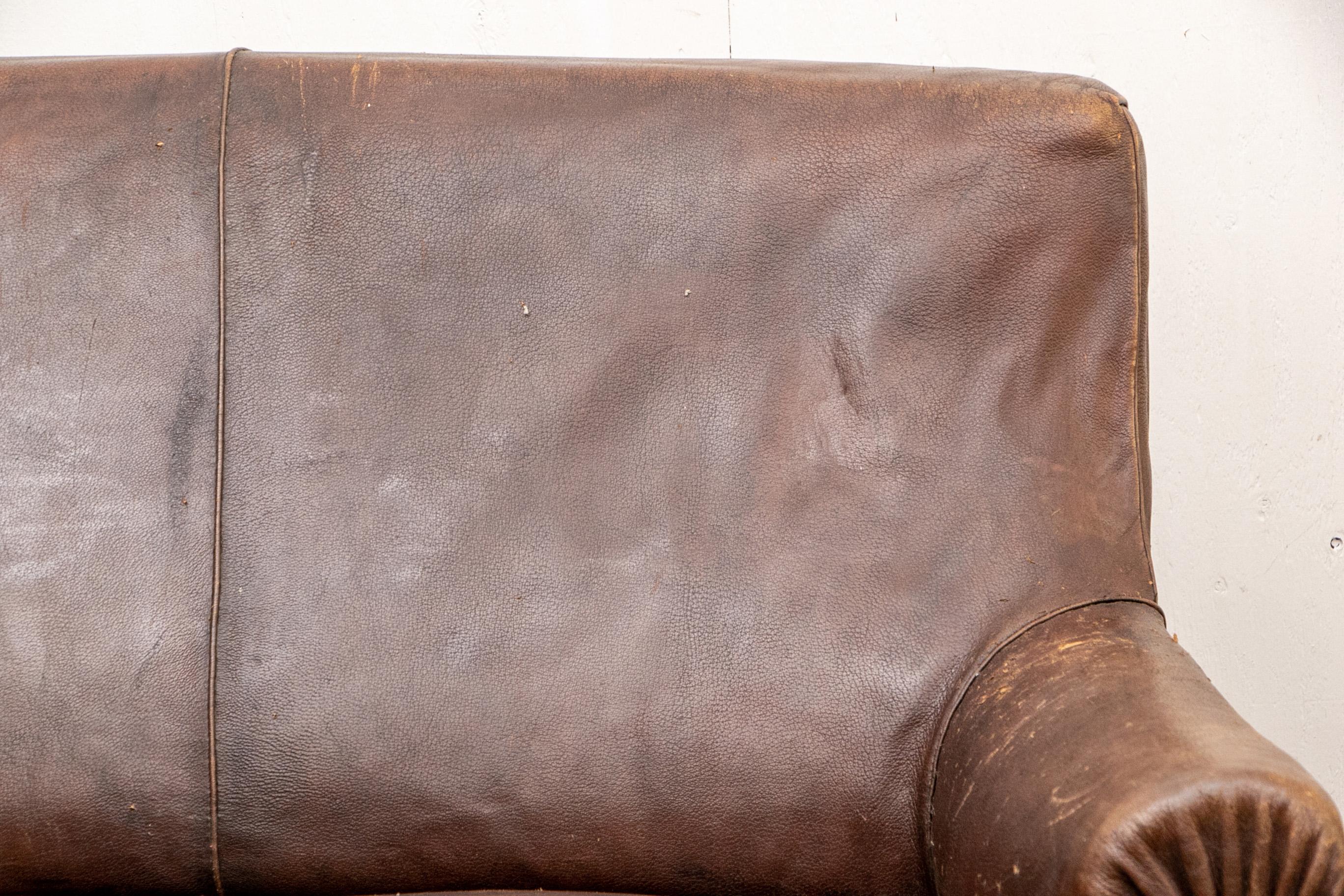 Antique French Leather Sofa 6