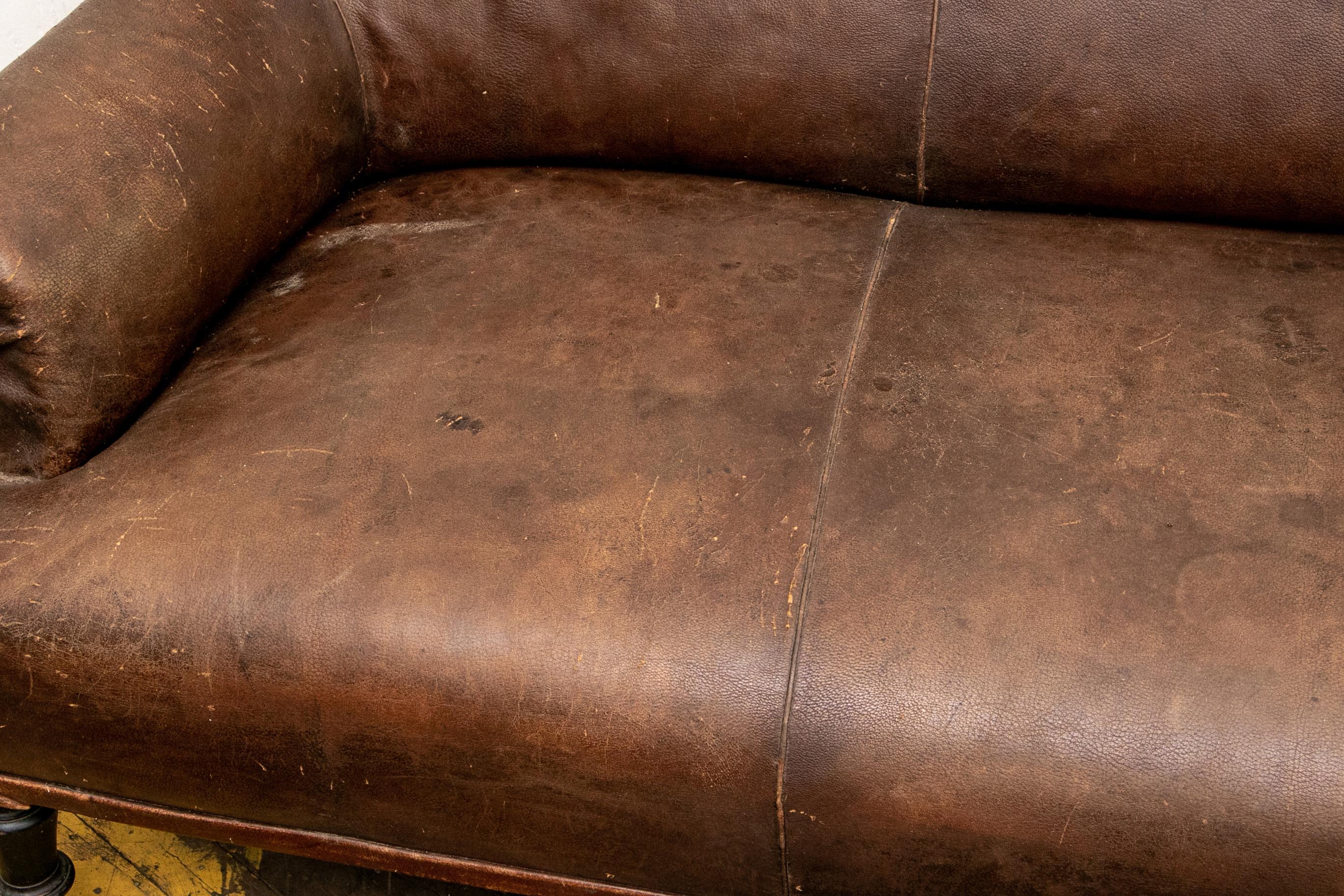 Antique French Leather Sofa In Good Condition In Bridgeport, CT