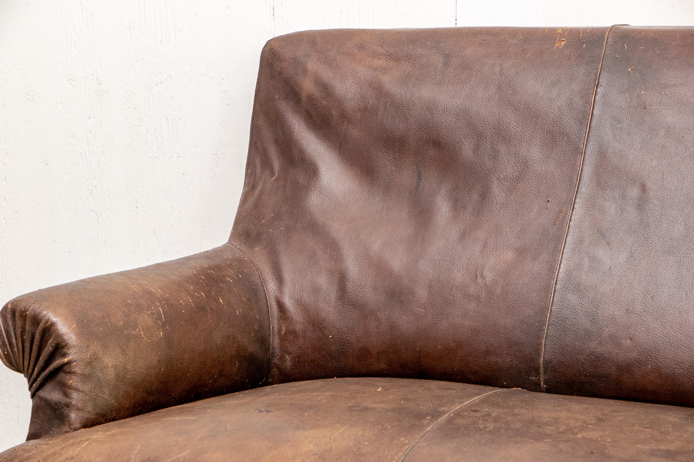 20th Century Antique French Leather Sofa