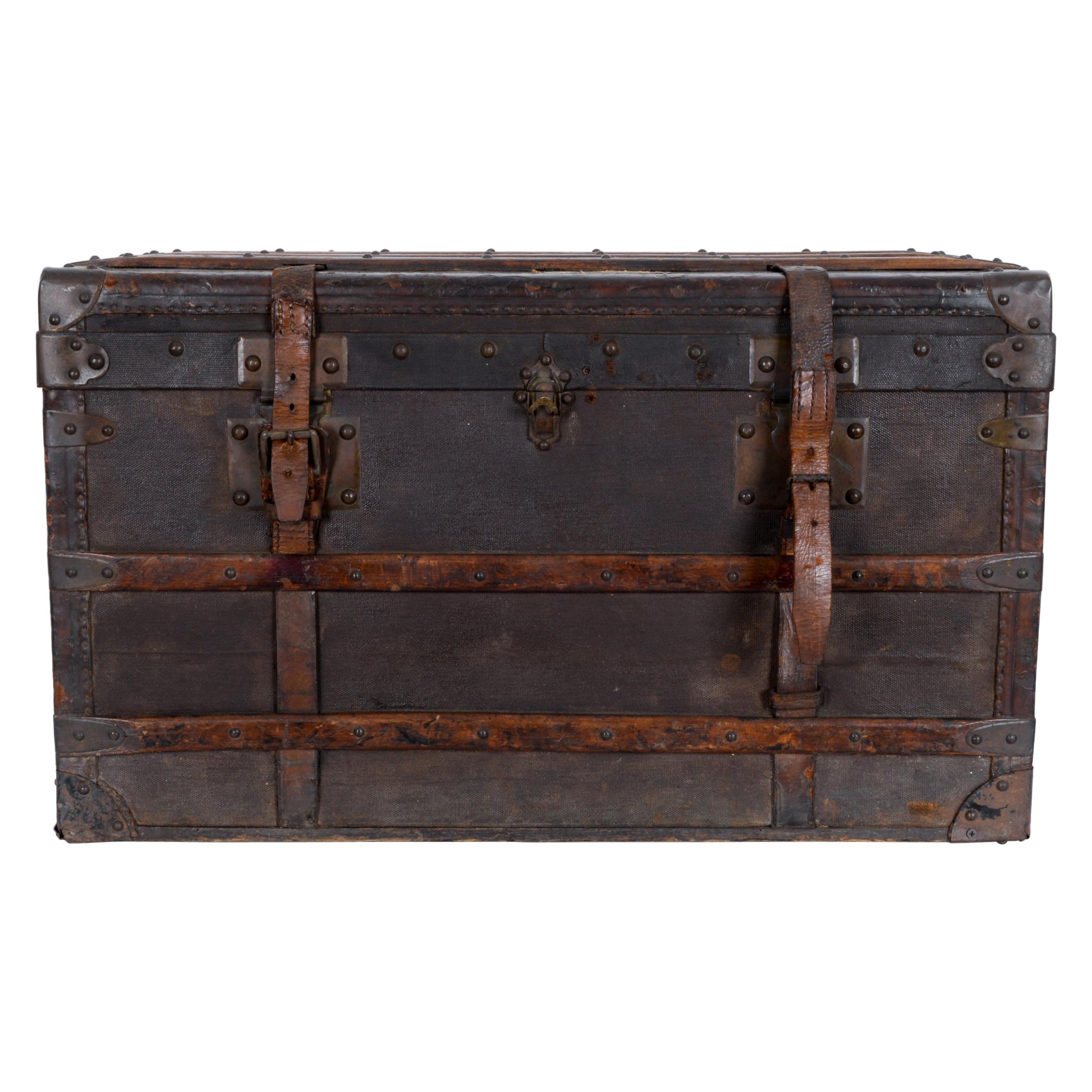 Antique French Leather Suitcase