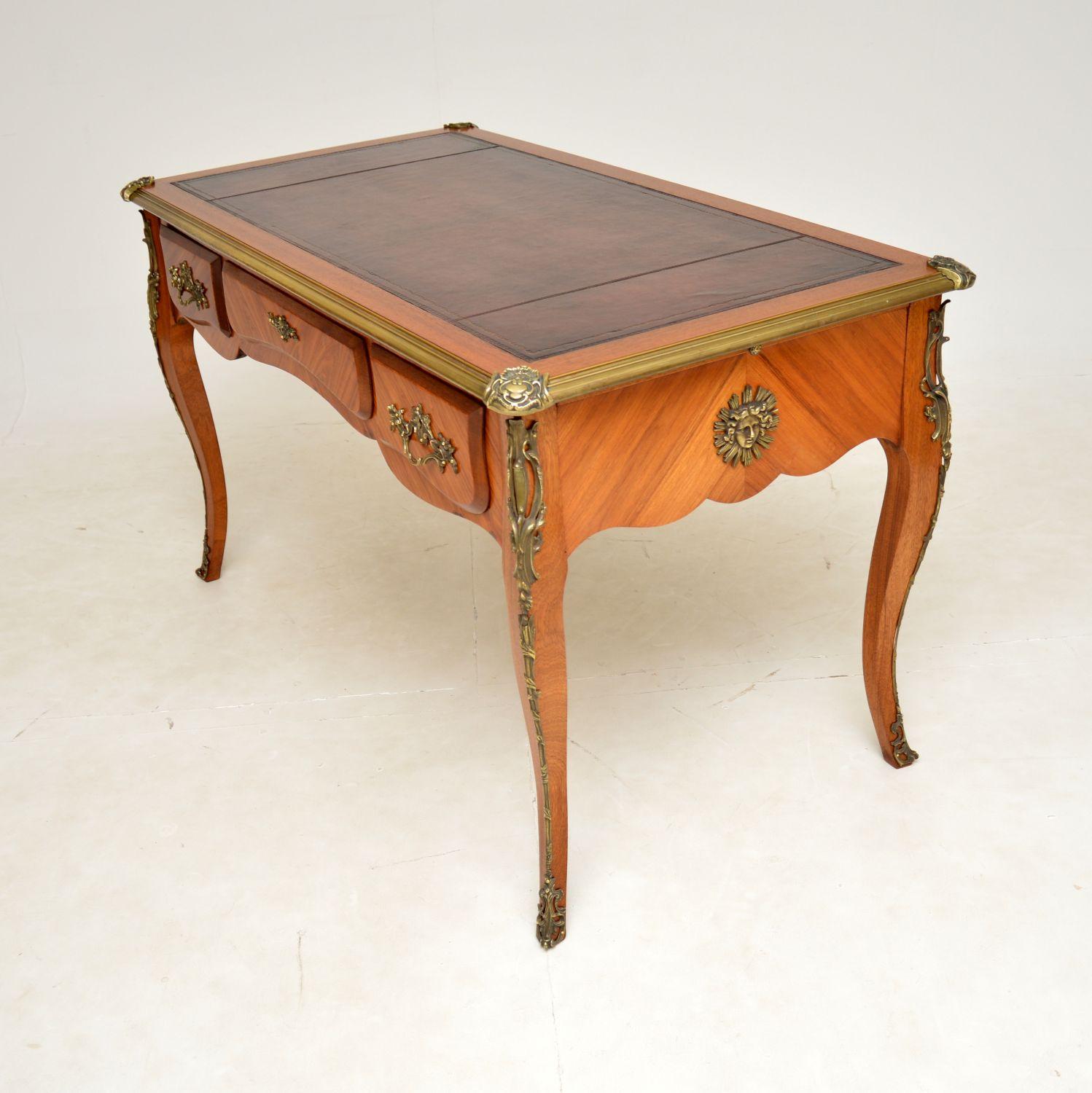 Gilt Antique French Leather Top Bureau Plat Desk